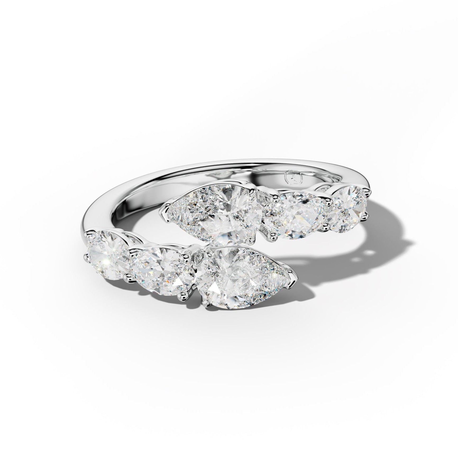 2.0 ct Oval and Pear Shape Diamond Open Wedding Band