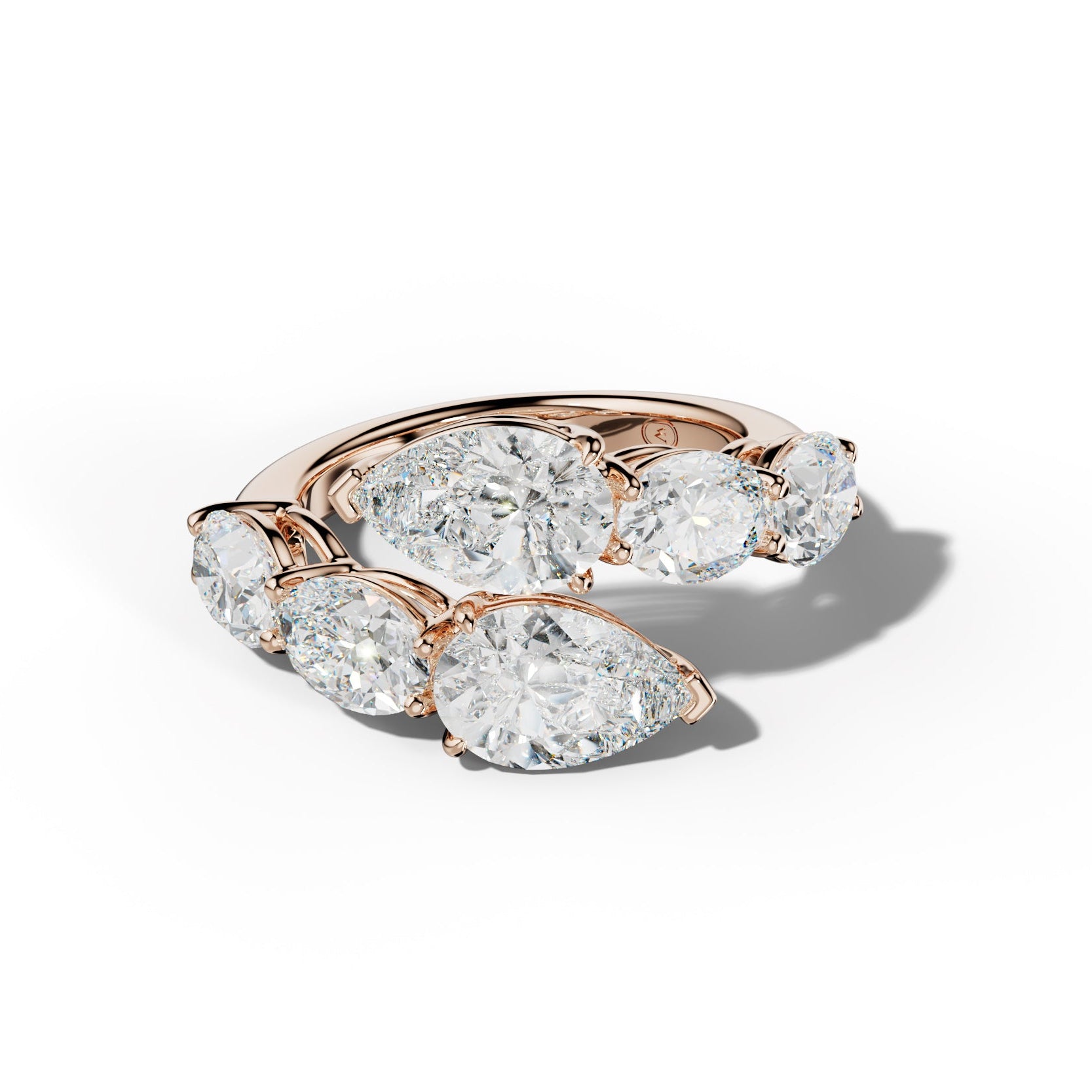 6.0 ct Oval and Pear Shape Diamond Open Wedding Band