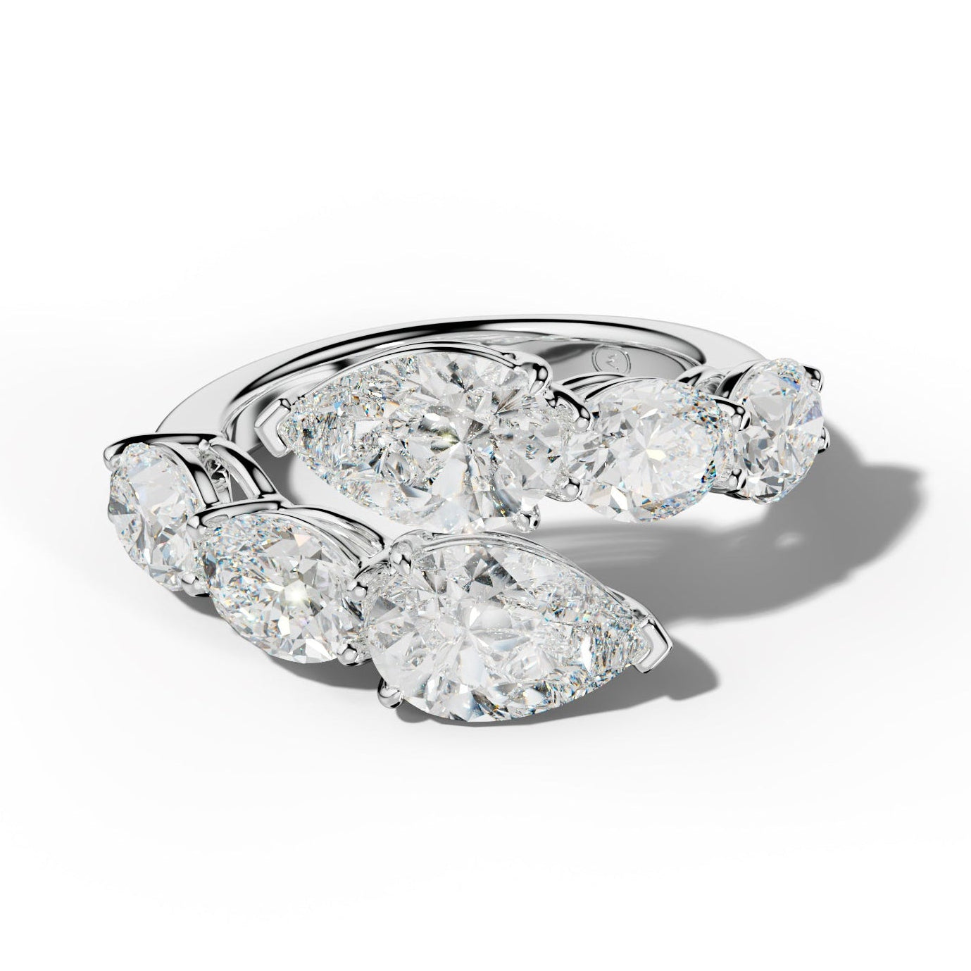 6.0 ct Oval and Pear Shape Diamond Open Wedding Band