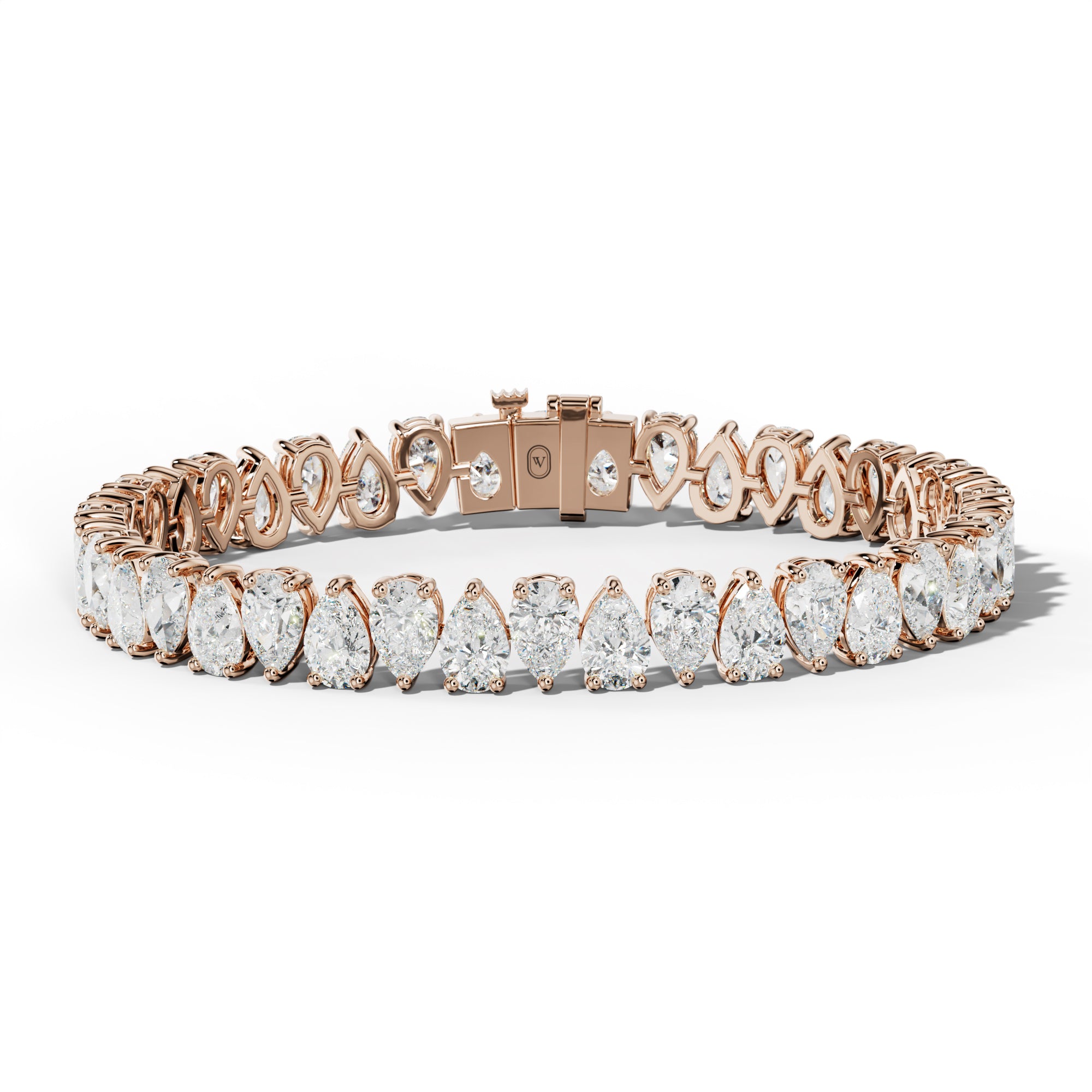 21.0 Carat Pear Shape Diamond Tennis Bracelet
