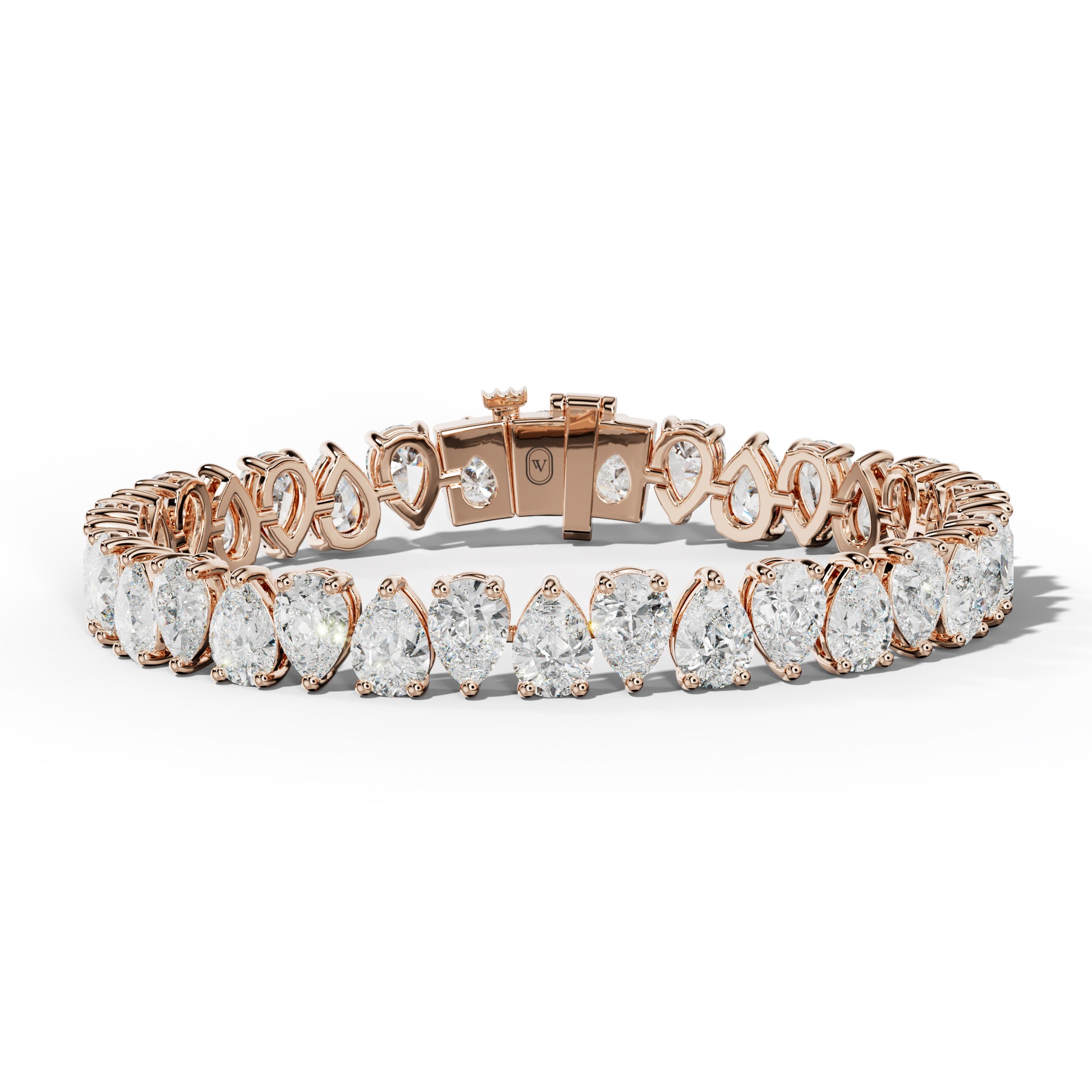 26.0 Carat Pear Shape Diamond Tennis Bracelet