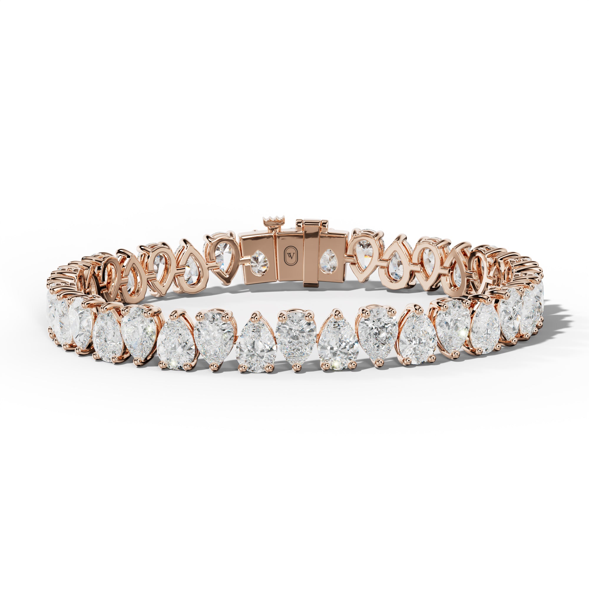 24.0 Carat Pear Shape Diamond Tennis Bracelet