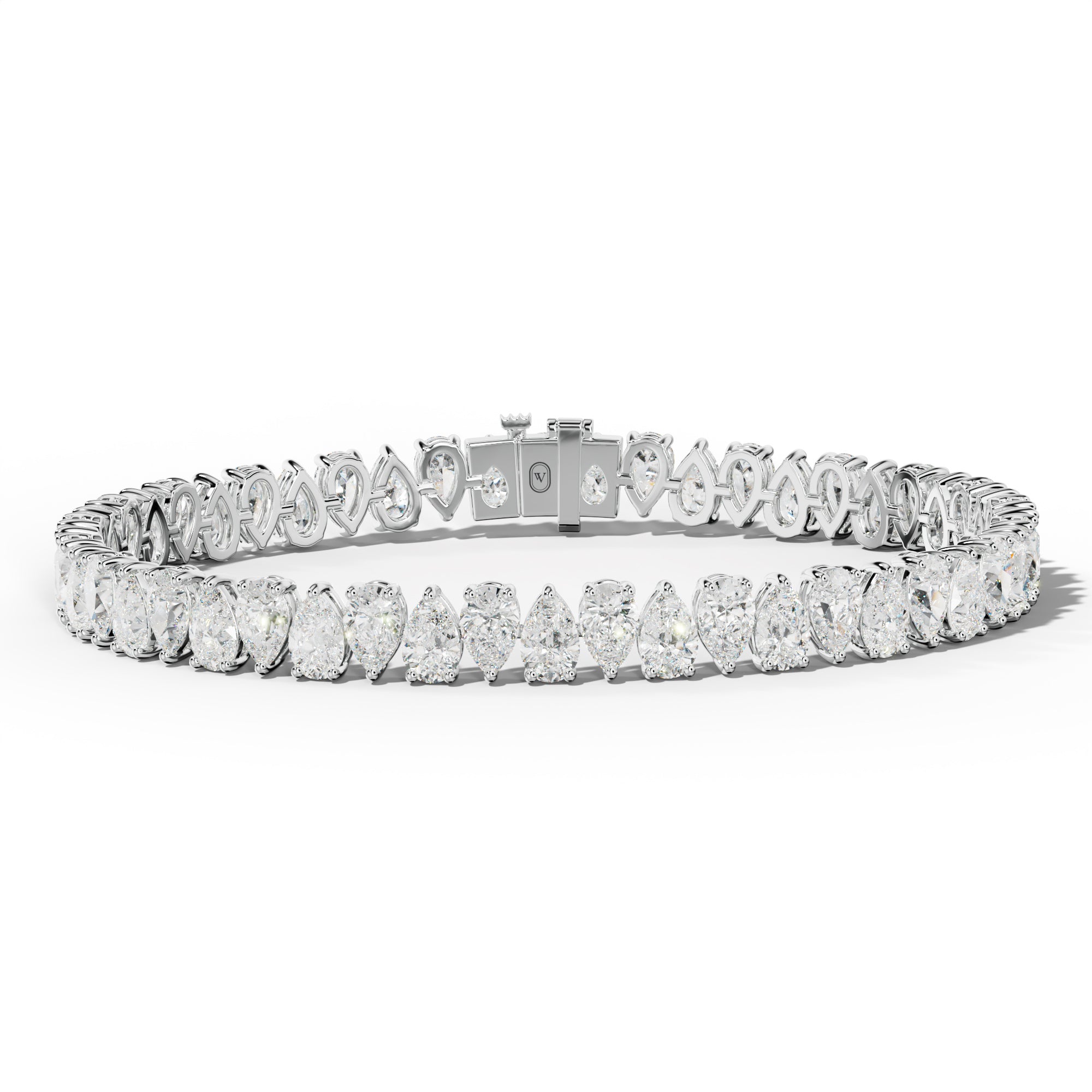 15.0 Carat Pear Shape Diamond Tennis Bracelet