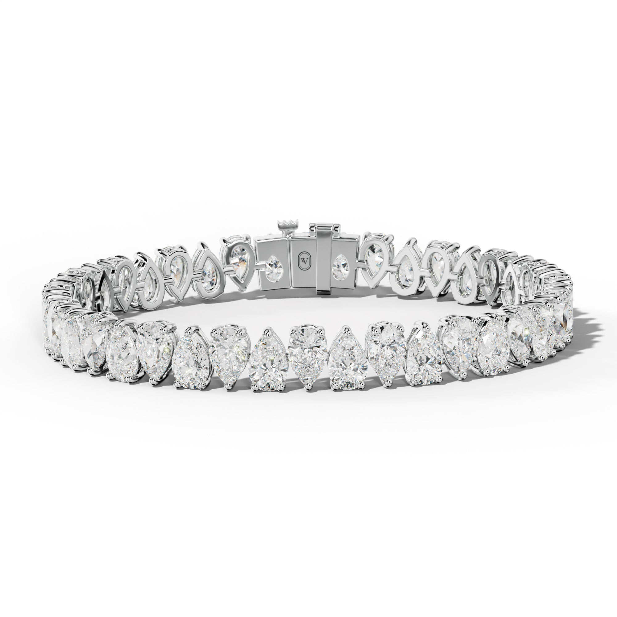 21.0 Carat Pear Shape Diamond Tennis Bracelet