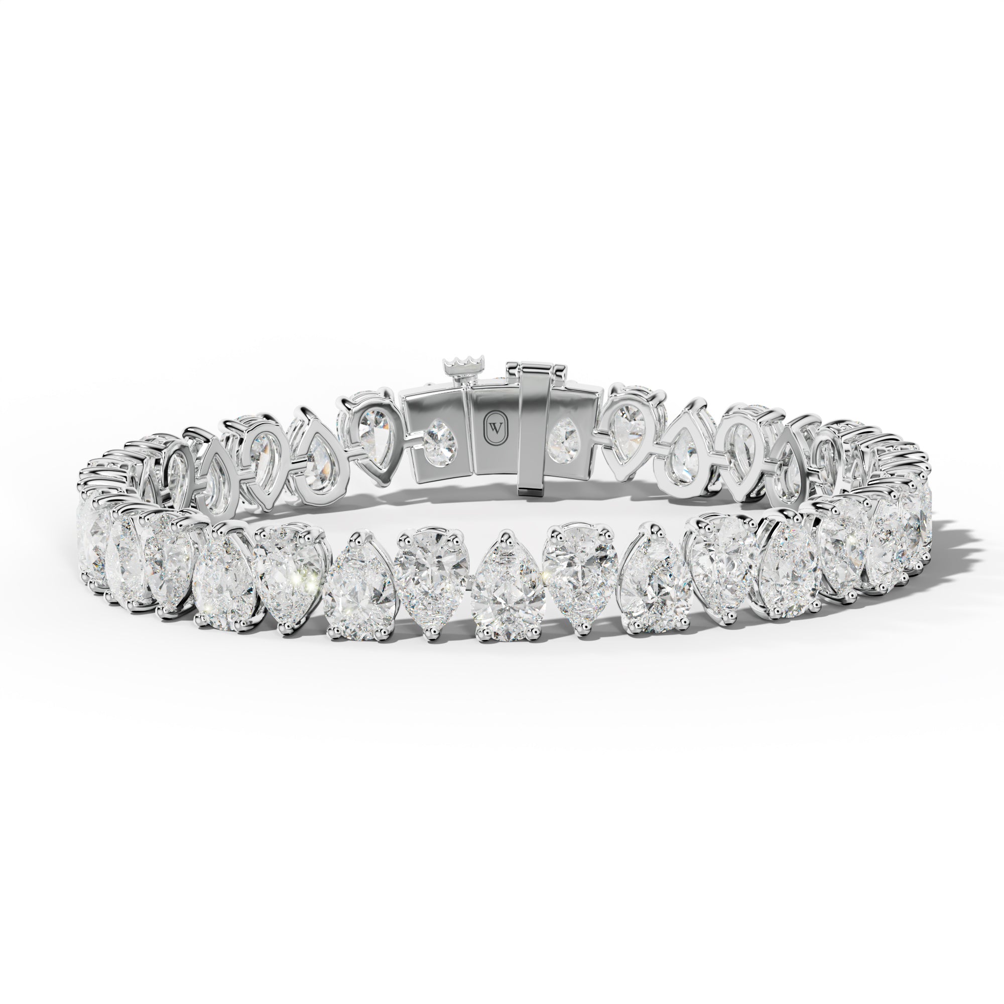 26.0 Carat Pear Shape Diamond Tennis Bracelet