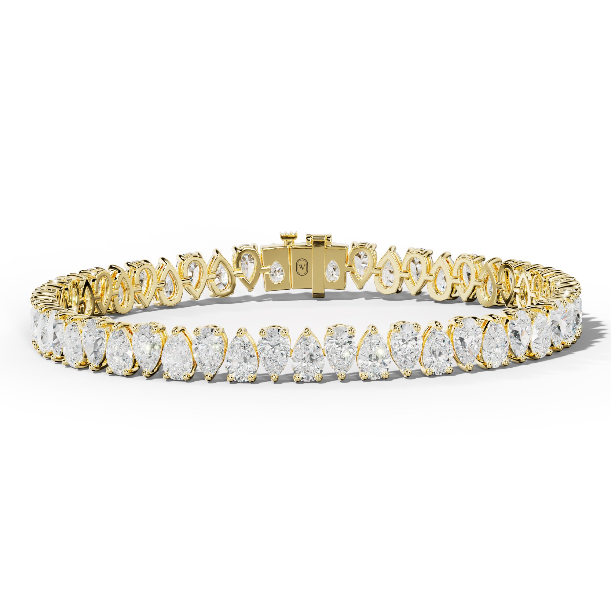 15.0 Carat Pear Shape Diamond Tennis Bracelet