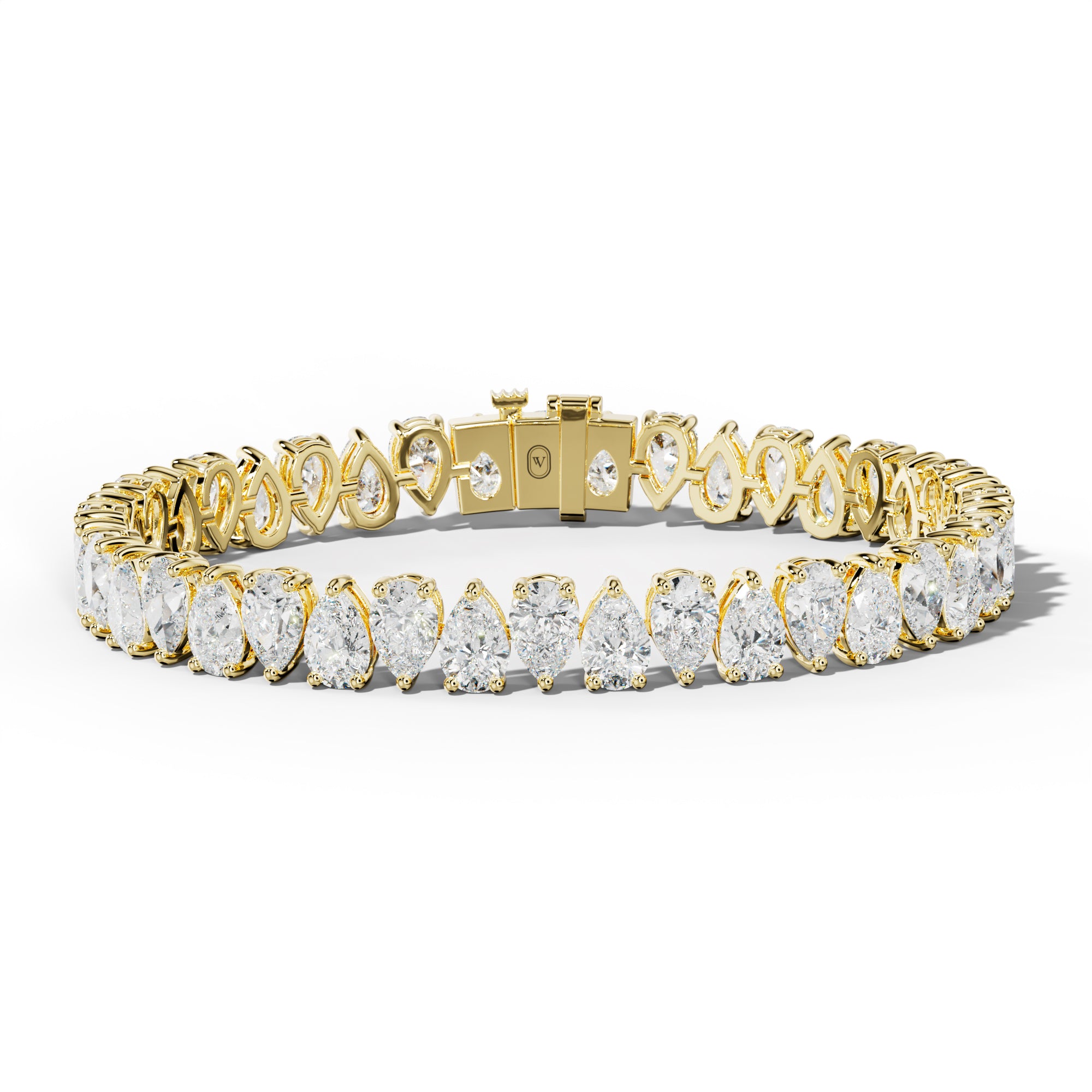 21.0 Carat Pear Shape Diamond Tennis Bracelet