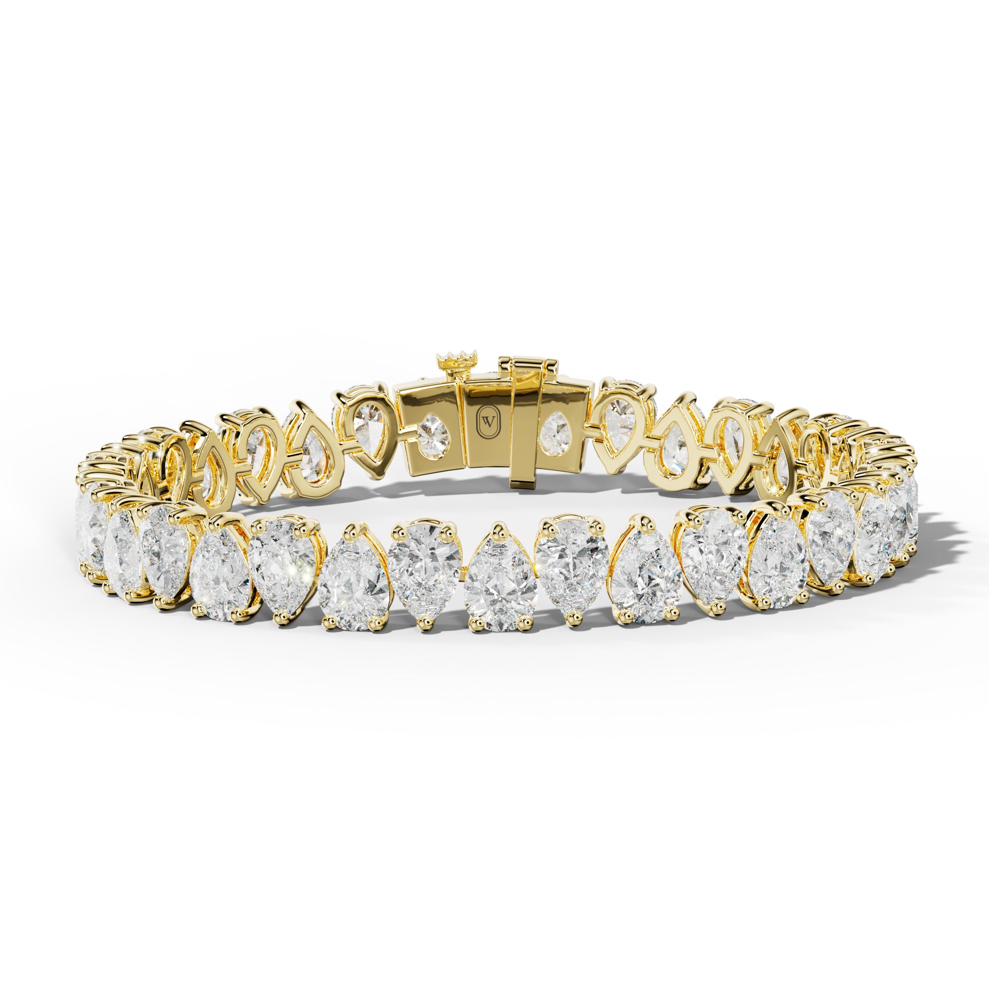 26.0 Carat Pear Shape Diamond Tennis Bracelet