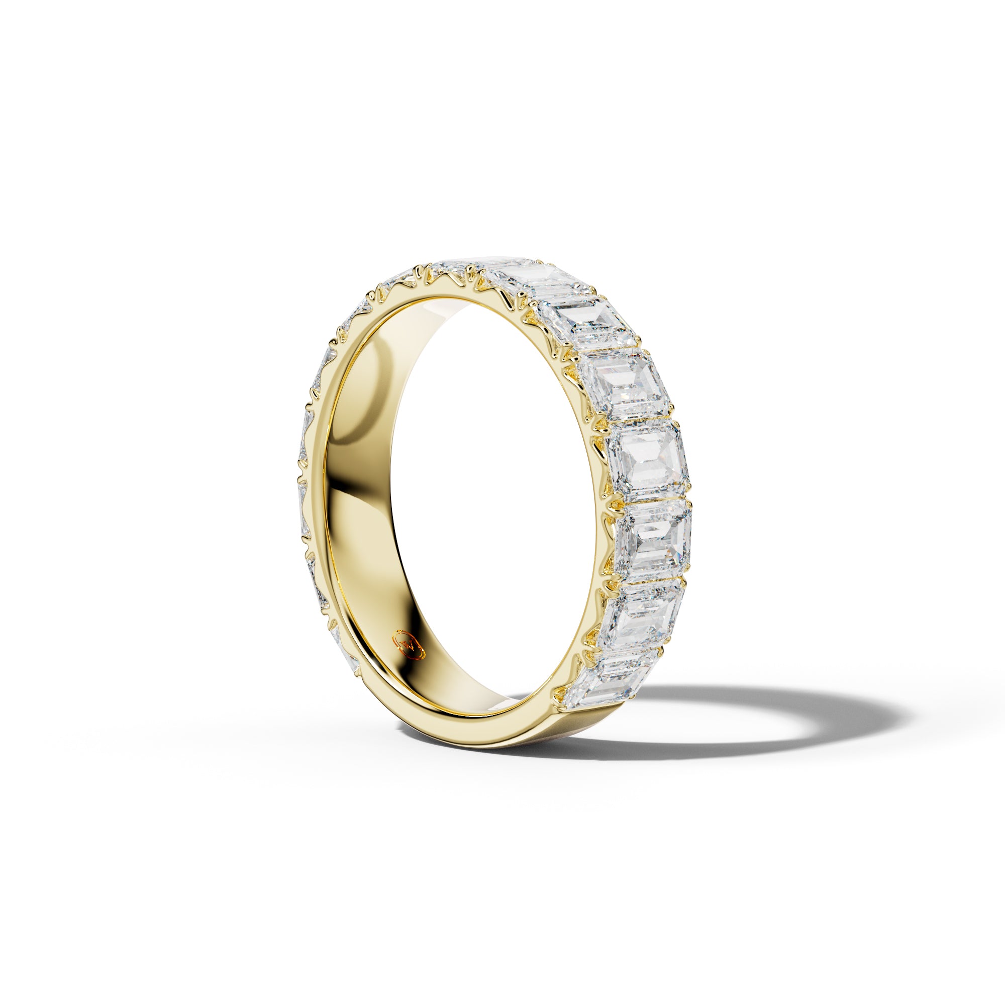 4.0 Carat Emerald Cut Diamond French Pave 3/4 Anniversary Band