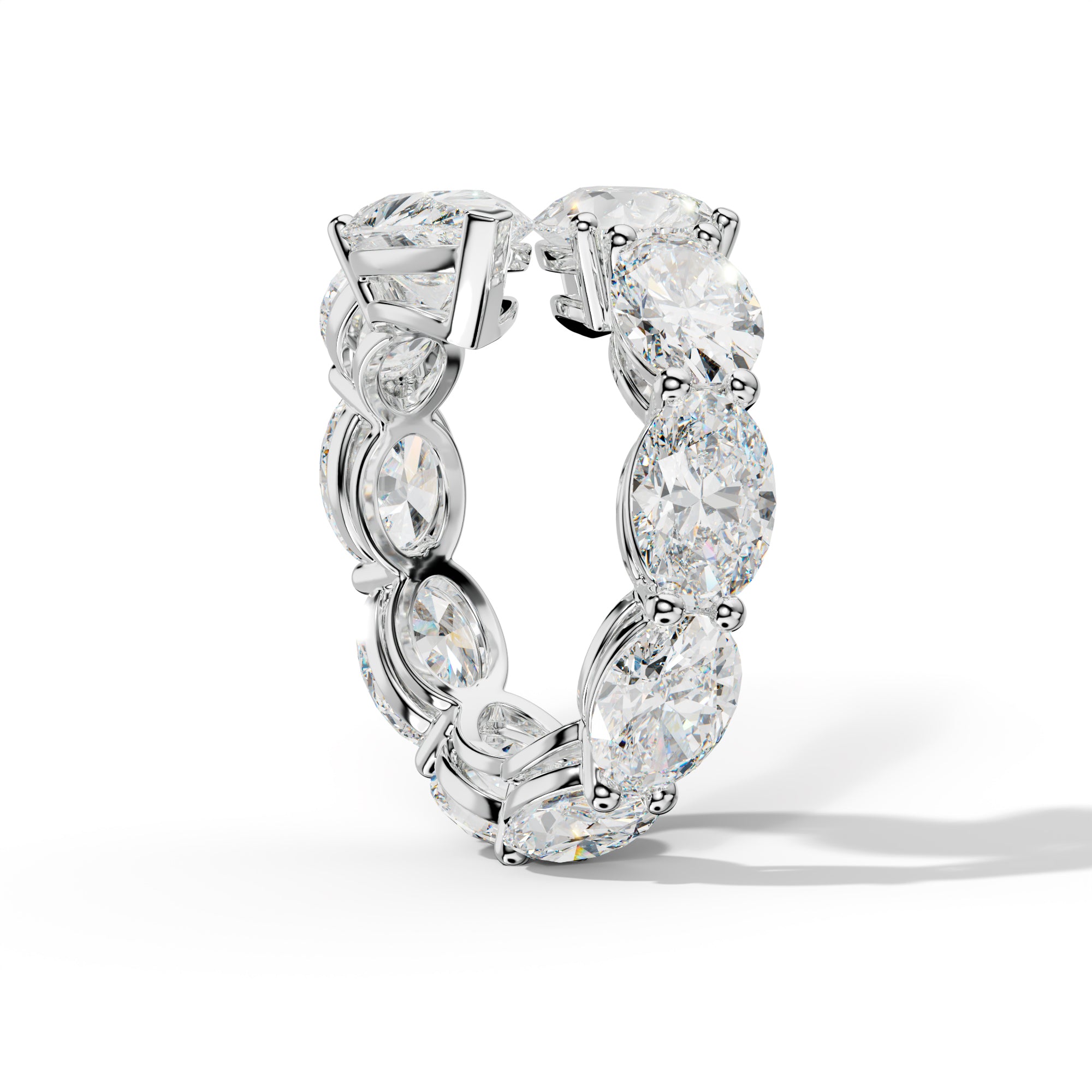12.0 ct Oval and Pear Shape Diamond Open Snake Eternity Ring