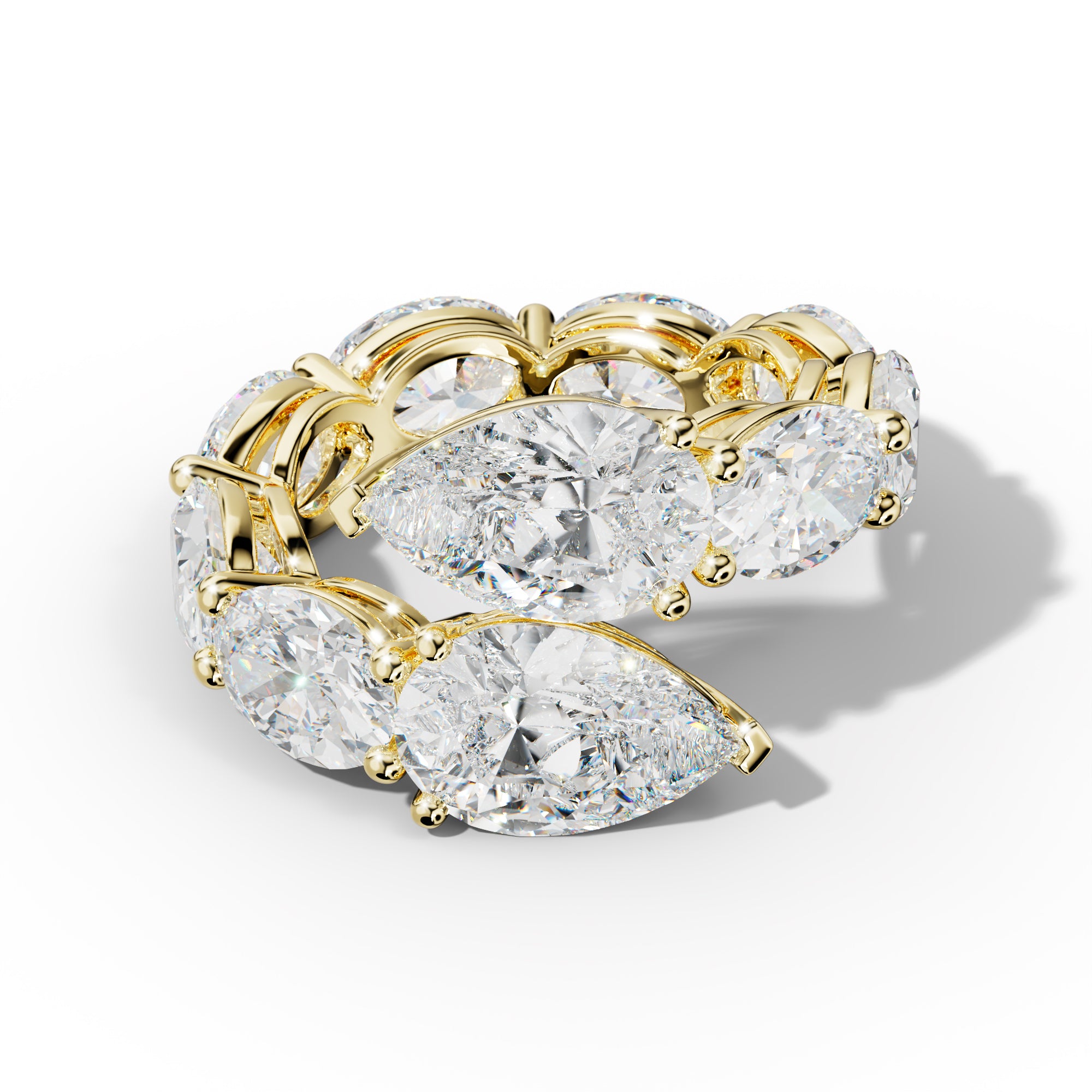 12.0 ct Oval and Pear Shape Diamond Open Snake Eternity Ring