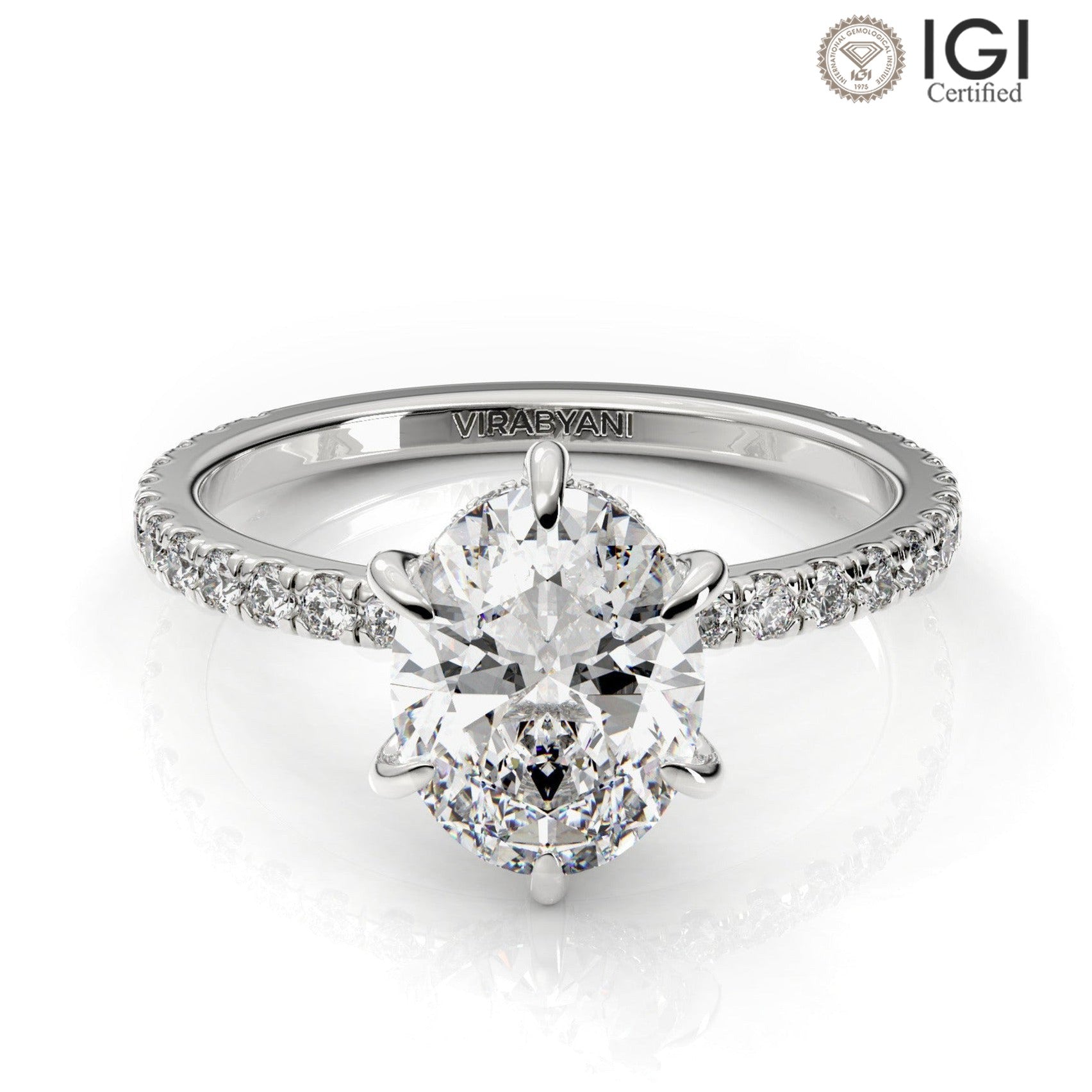 Alessandra Oval Lab Grown Diamond Engagement Ring IGI Certified-VIRABYANI