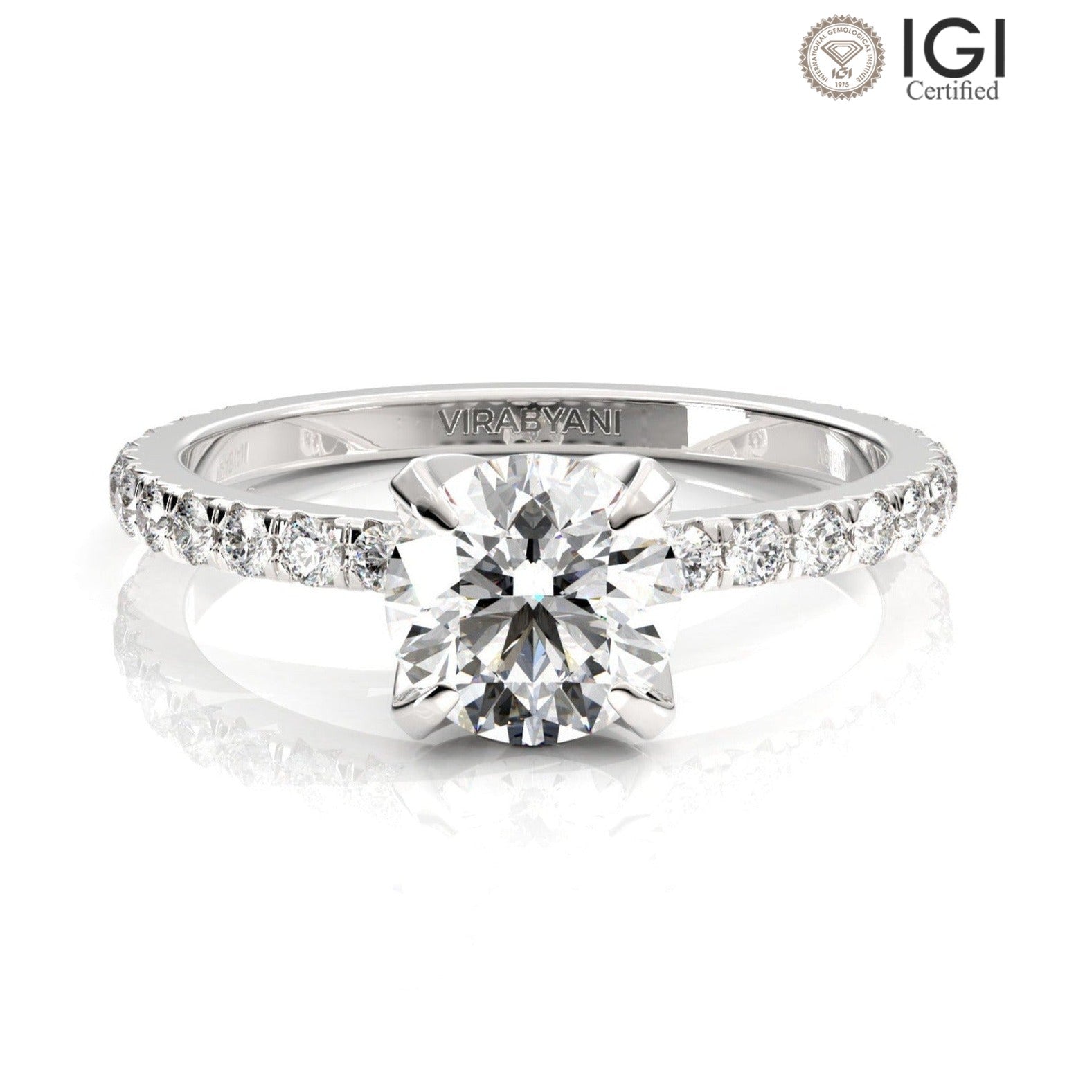 Chiara Round Lab Grown Diamond Engagement Ring IGI Certified-VIRABYANI
