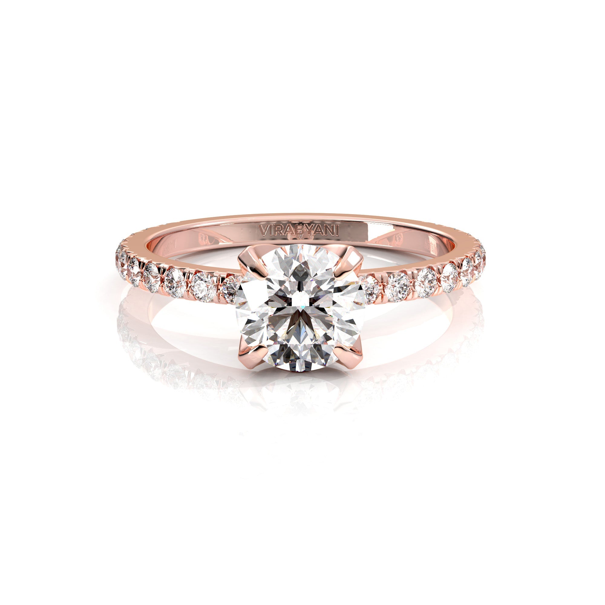 Chiara Round Lab Grown Diamond Engagement Ring IGI Certified-VIRABYANI