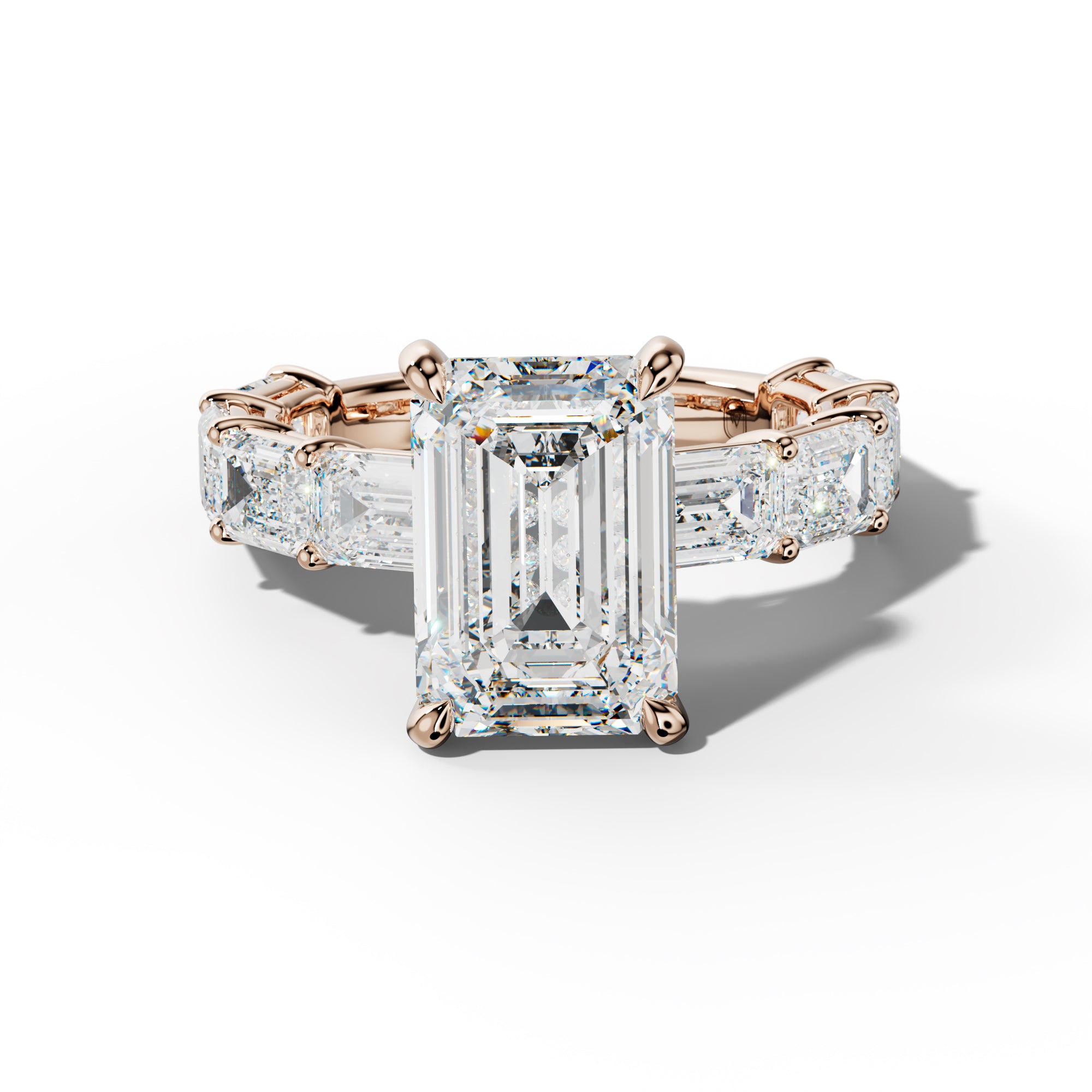 Hayden Emerald Cut Diamond Engagement Ring With East West Emerald Cut Side Stones