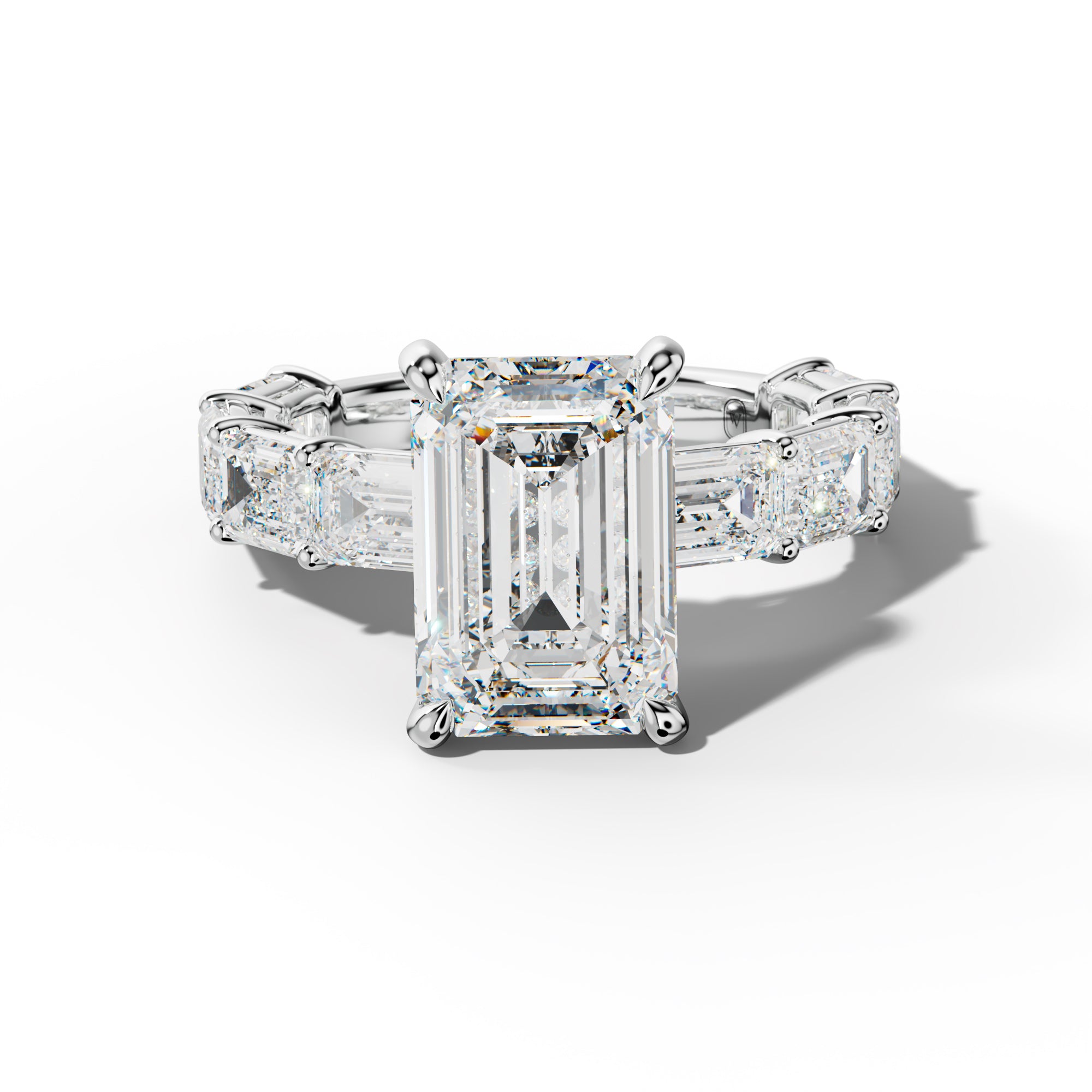 Hayden Emerald Cut Diamond Engagement Ring With East West Emerald Cut Side Stones