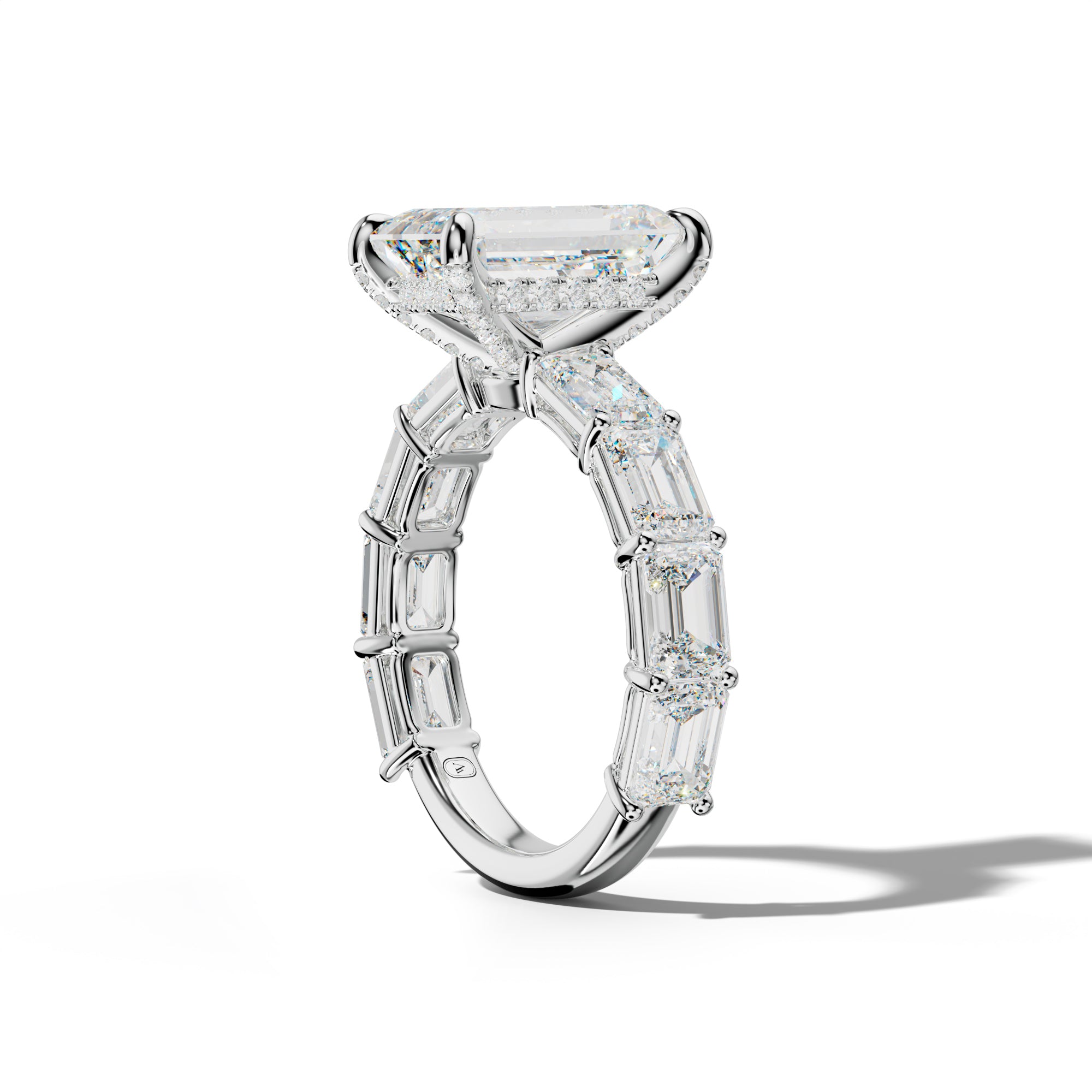 Hayden Emerald Cut Diamond Engagement Ring With East West Emerald Cut Side Stones