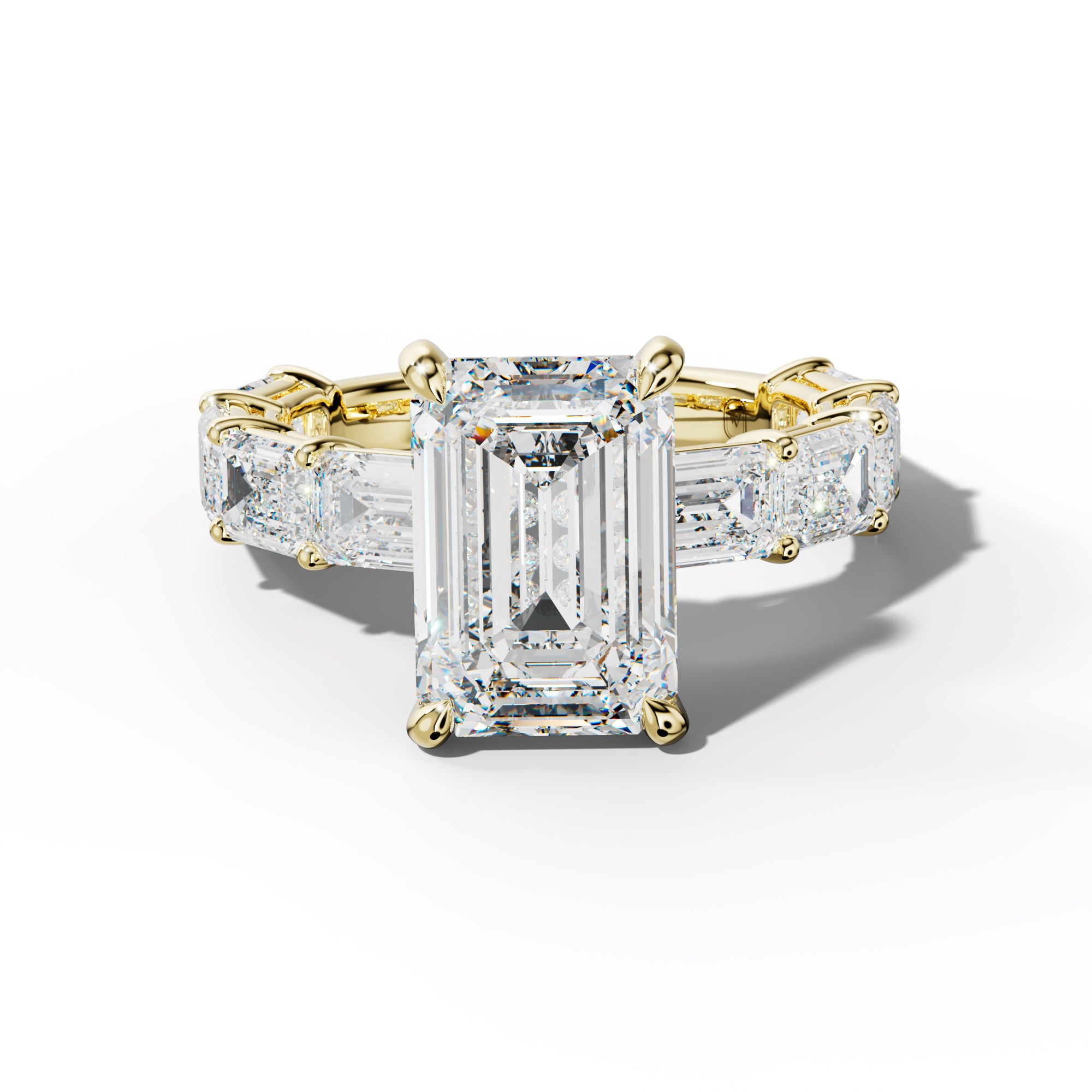 Hayden Emerald Cut Diamond Engagement Ring With East West Emerald Cut Side Stones