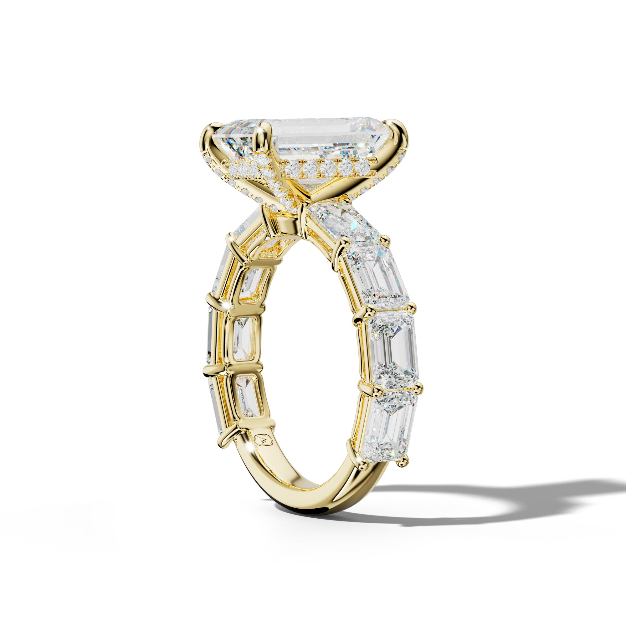 Hayden Emerald Cut Diamond Engagement Ring With East West Emerald Cut Side Stones