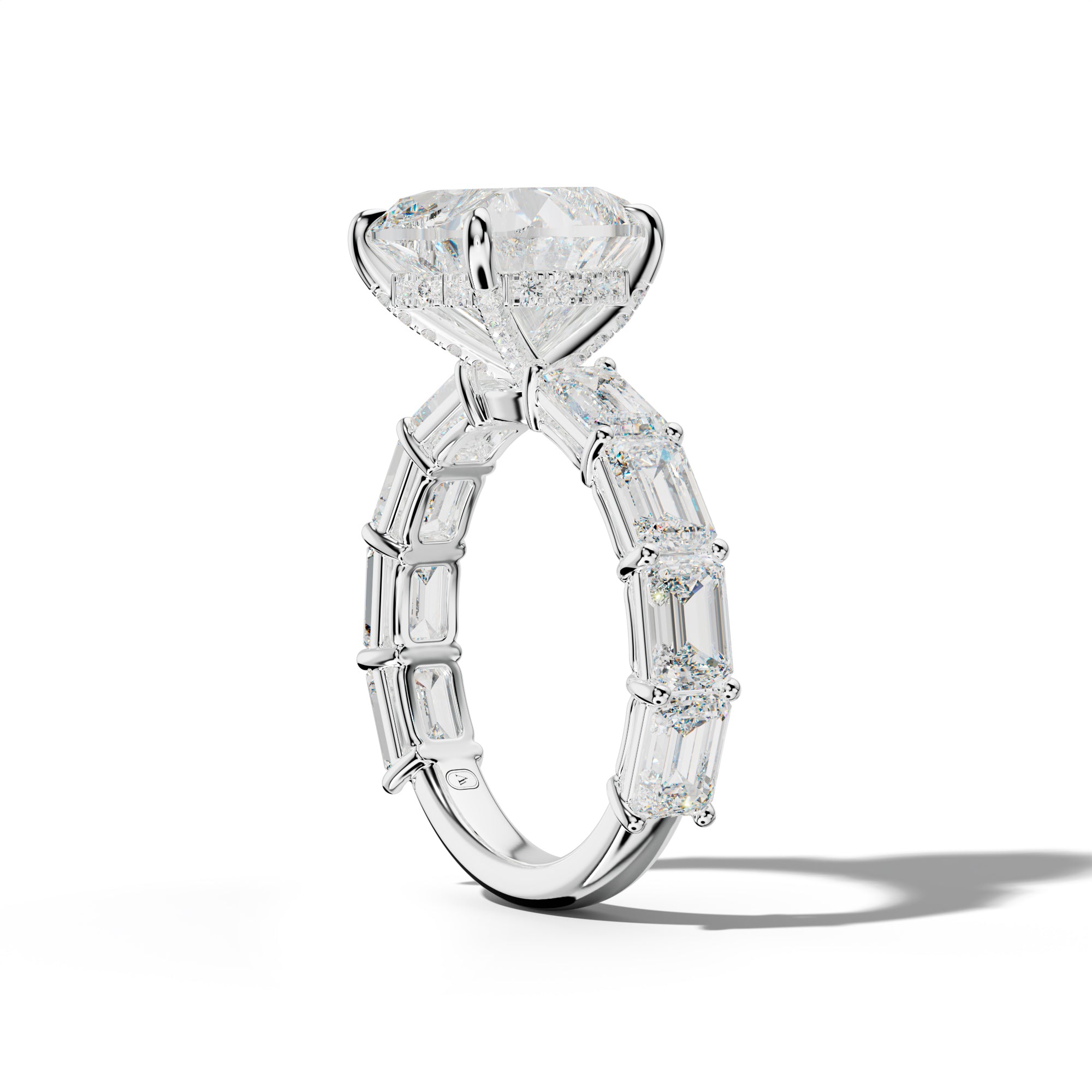 Hayden Heart Diamond Engagement Ring With East West Emerald Cut Side Stones