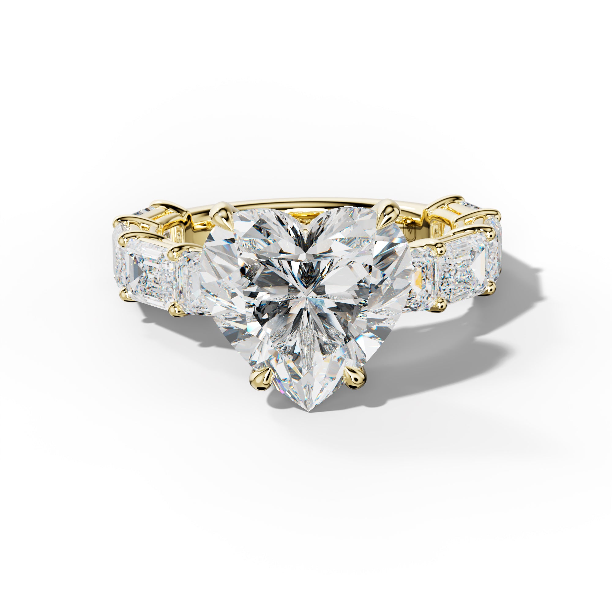 Hayden Heart Diamond Engagement Ring With East West Emerald Cut Side Stones