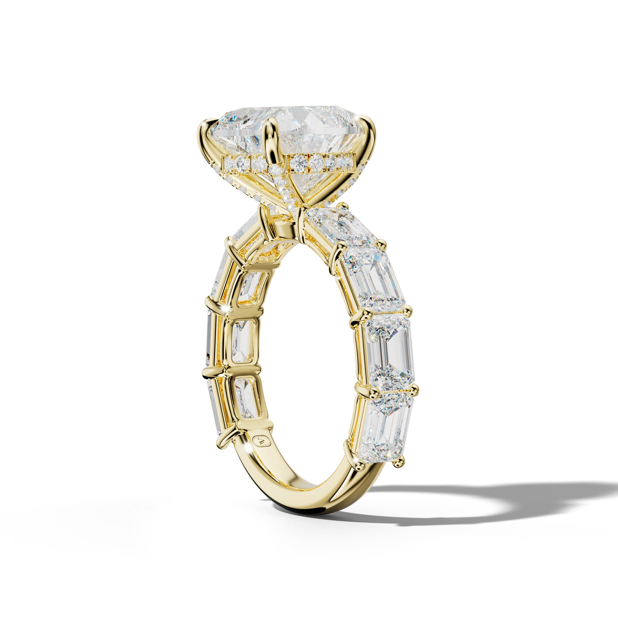 Hayden Heart Diamond Engagement Ring With East West Emerald Cut Side Stones