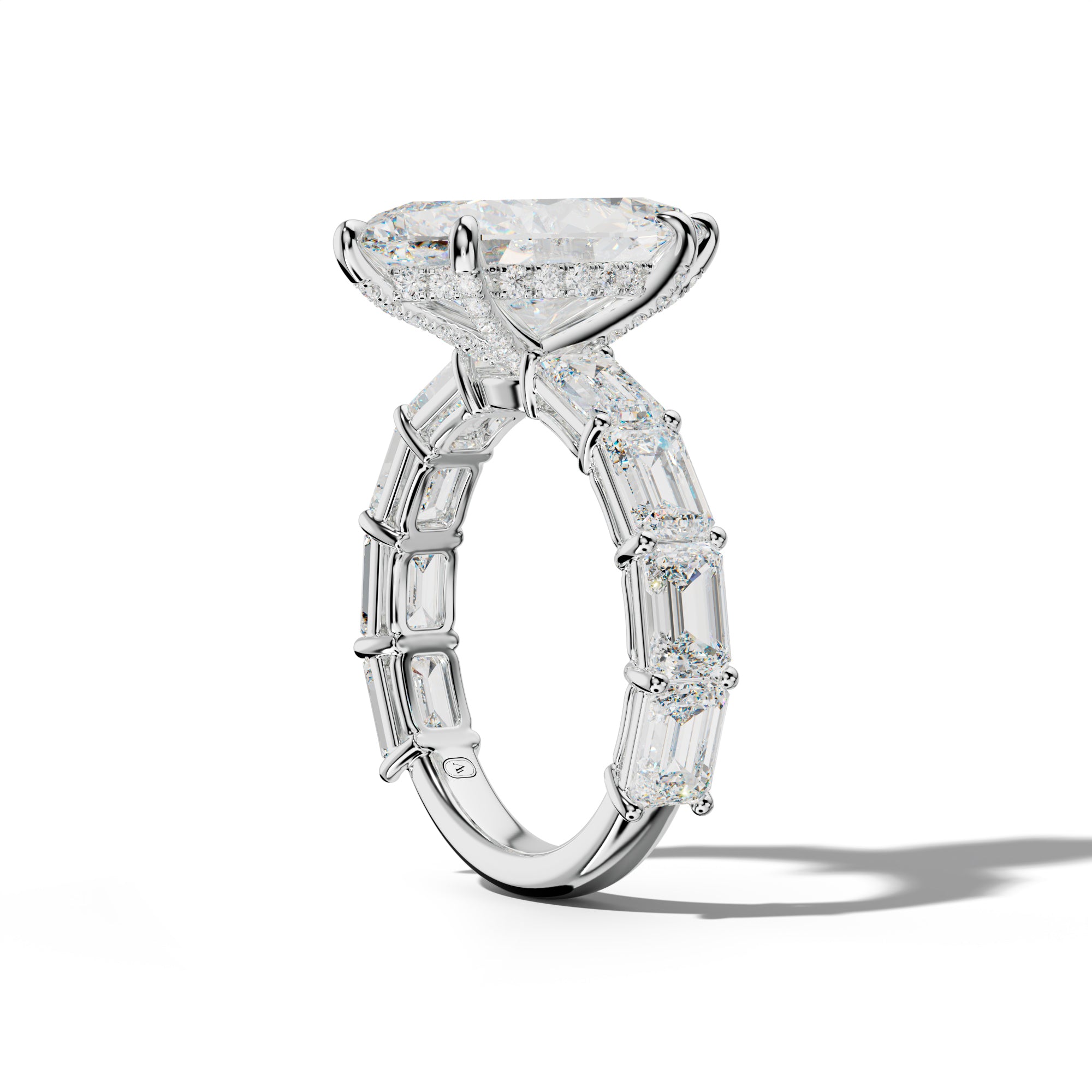 Hayden Marquise Diamond Engagement Ring With East West Emerald Cut Side Stones
