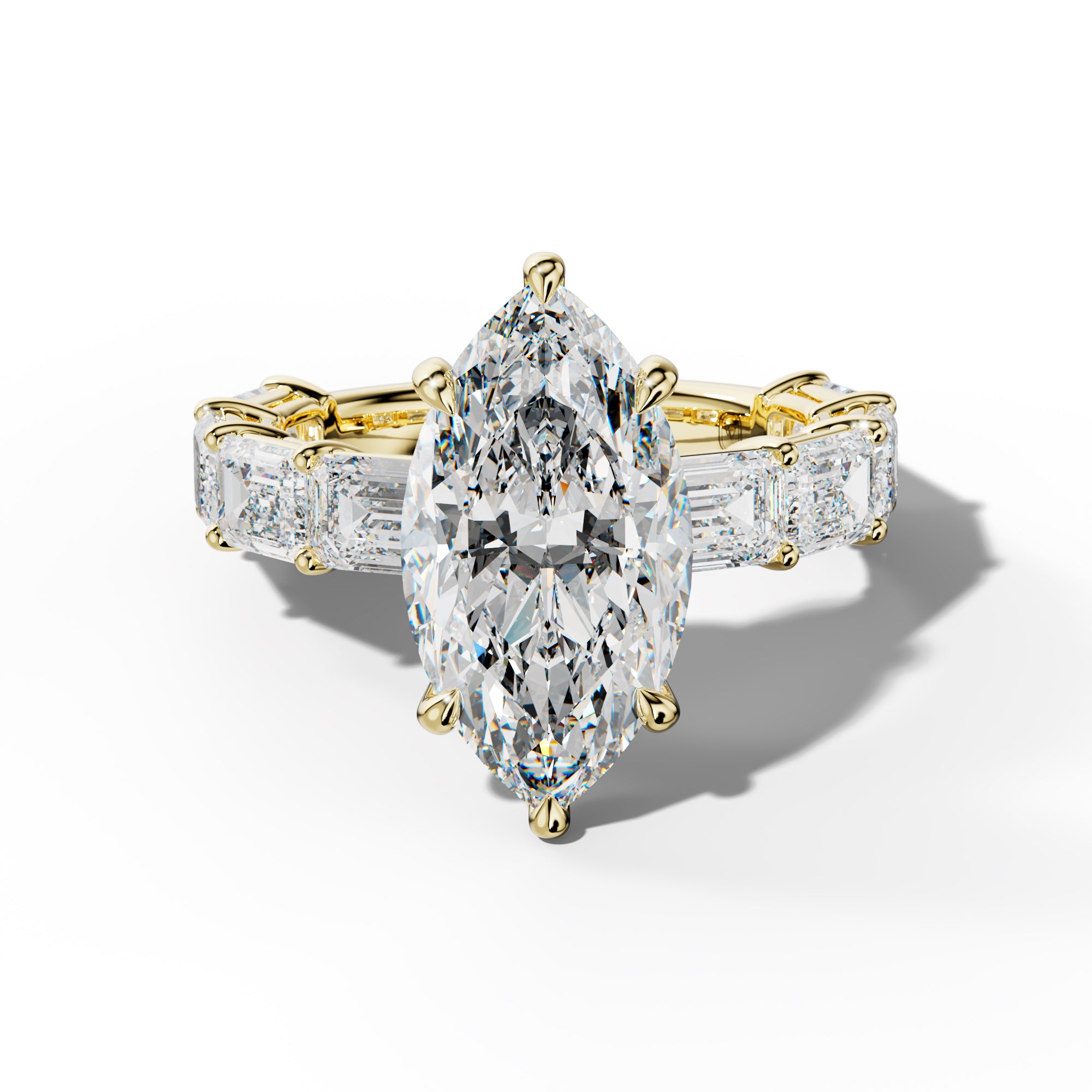 Hayden Marquise Diamond Engagement Ring With East West Emerald Cut Side Stones