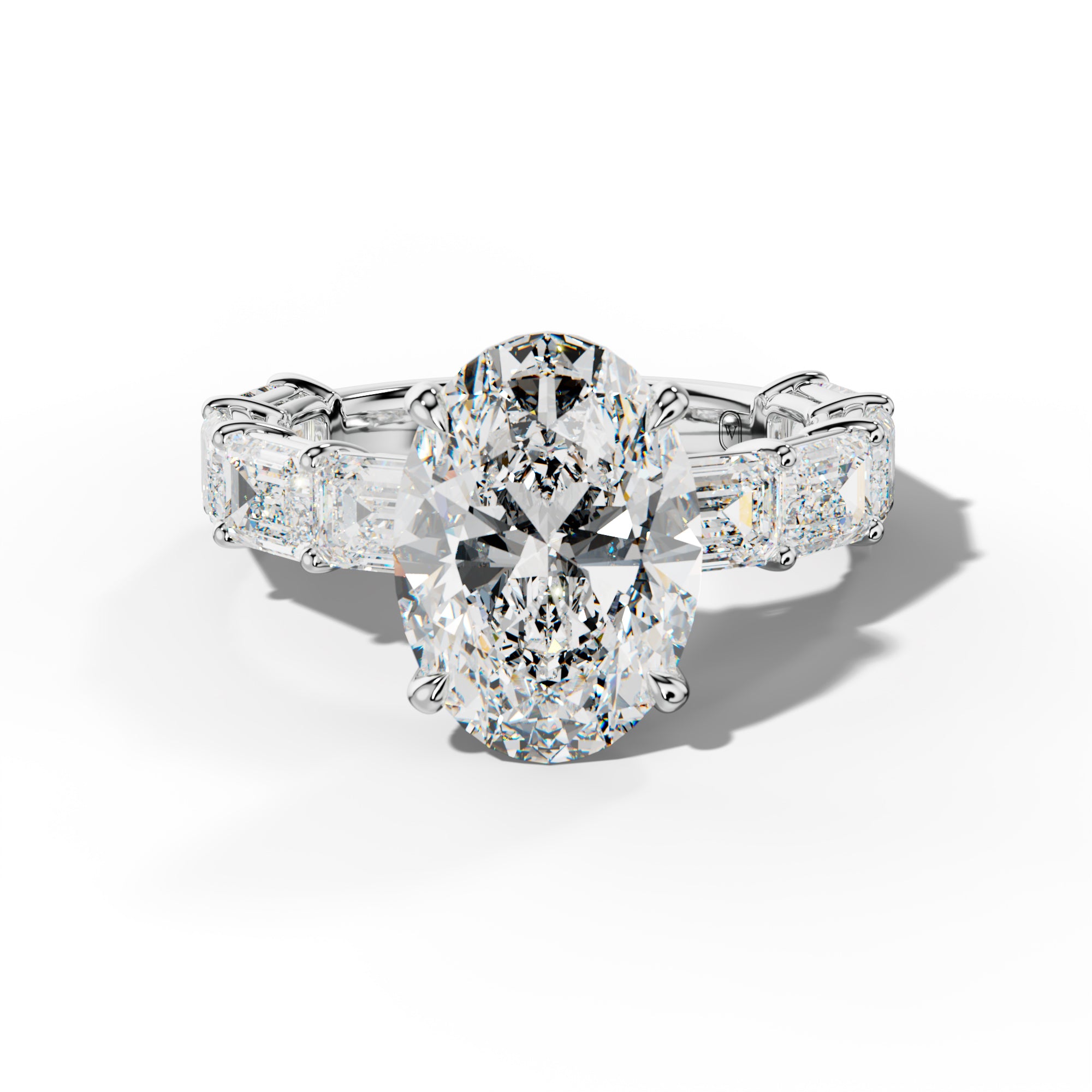 Hayden Oval Diamond Engagement Ring With East West Emerald Cut Side Stones