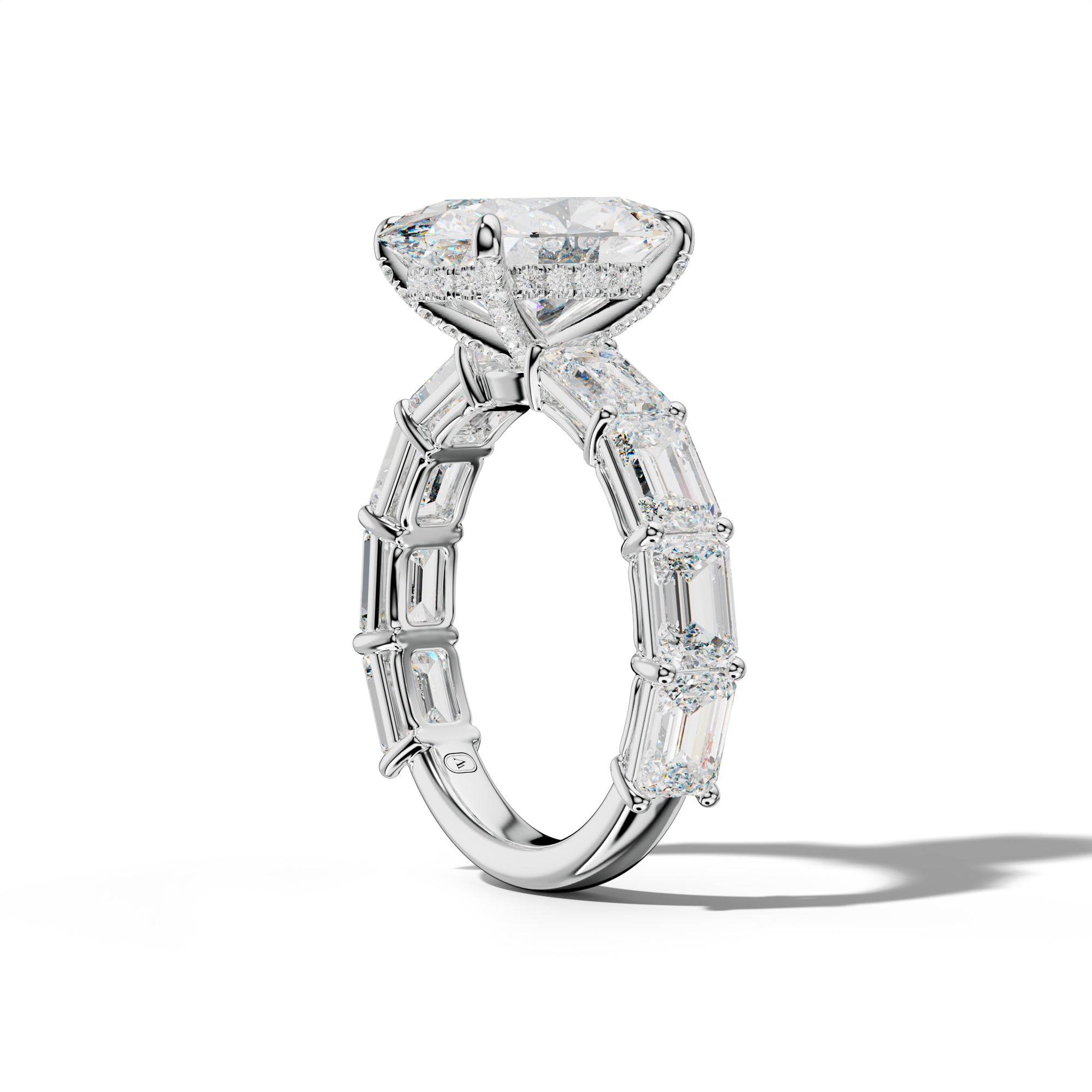 Hayden Oval Diamond Engagement Ring With East West Emerald Cut Side Stones