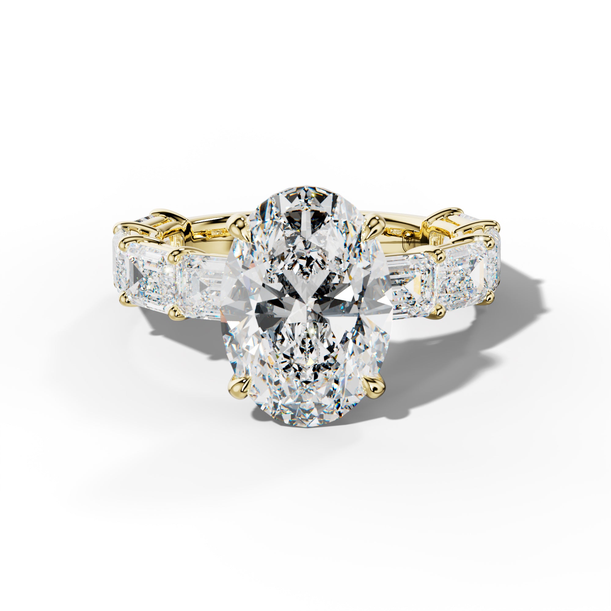Hayden Oval Diamond Engagement Ring With East West Emerald Cut Side Stones