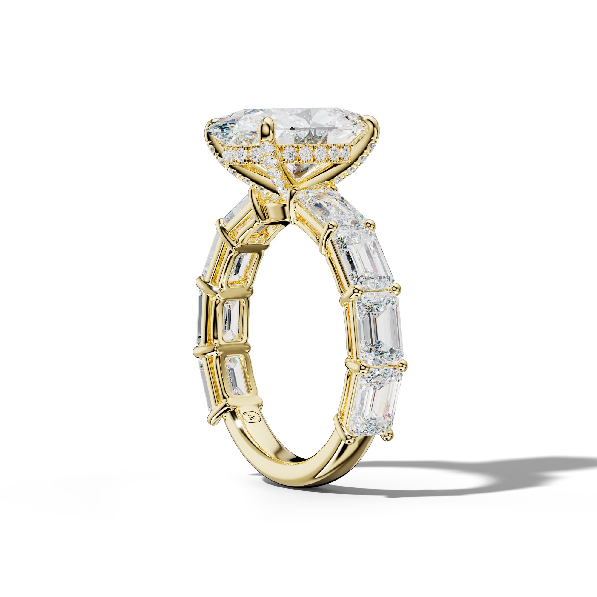 Hayden Oval Diamond Engagement Ring With East West Emerald Cut Side Stones