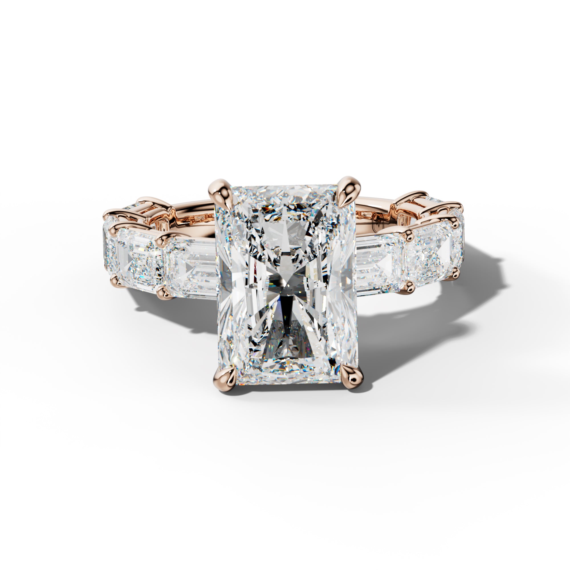 Hayden Radiant Diamond Engagement Ring With East West Emerald Cut Side Stones