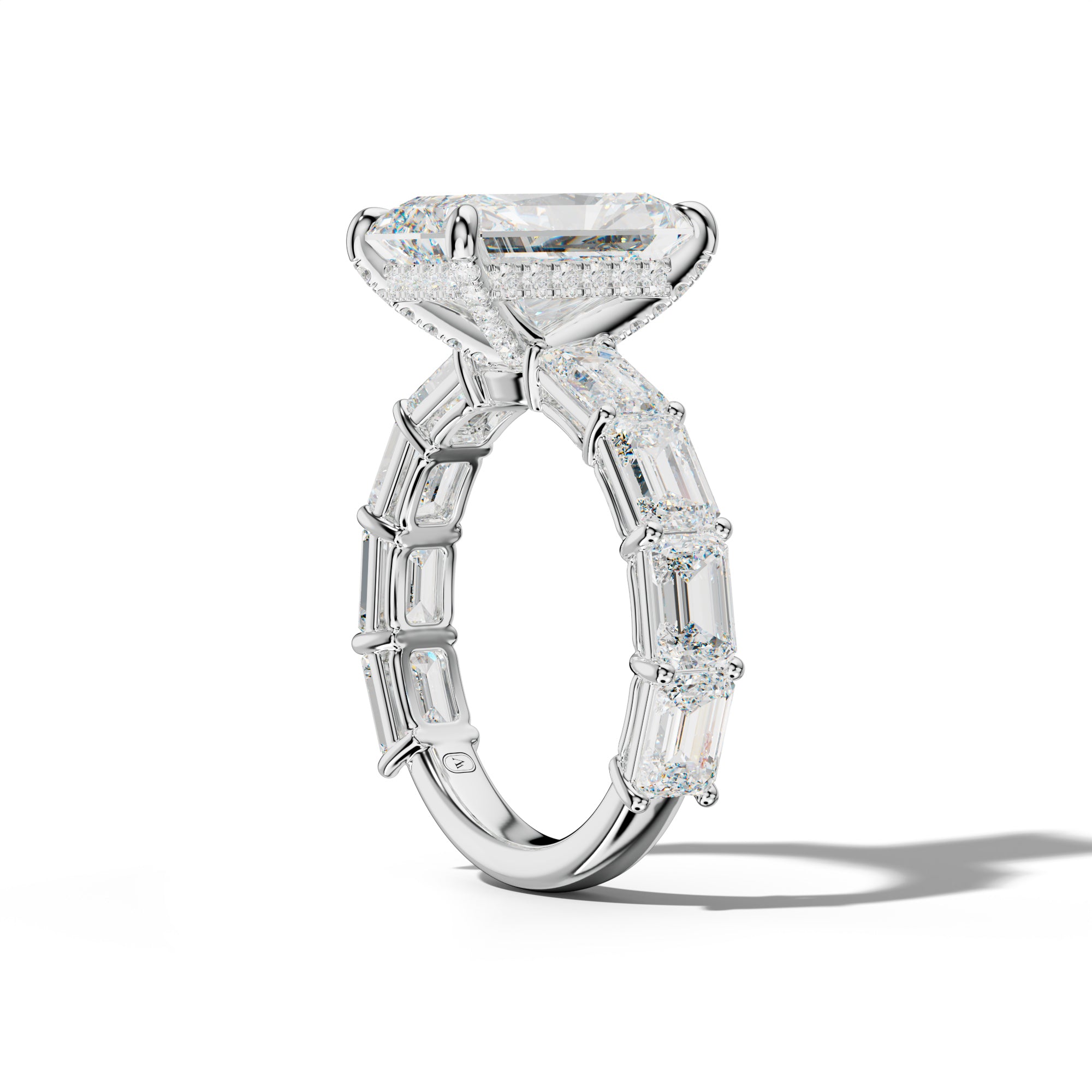 Hayden Radiant Diamond Engagement Ring With East West Emerald Cut Side Stones