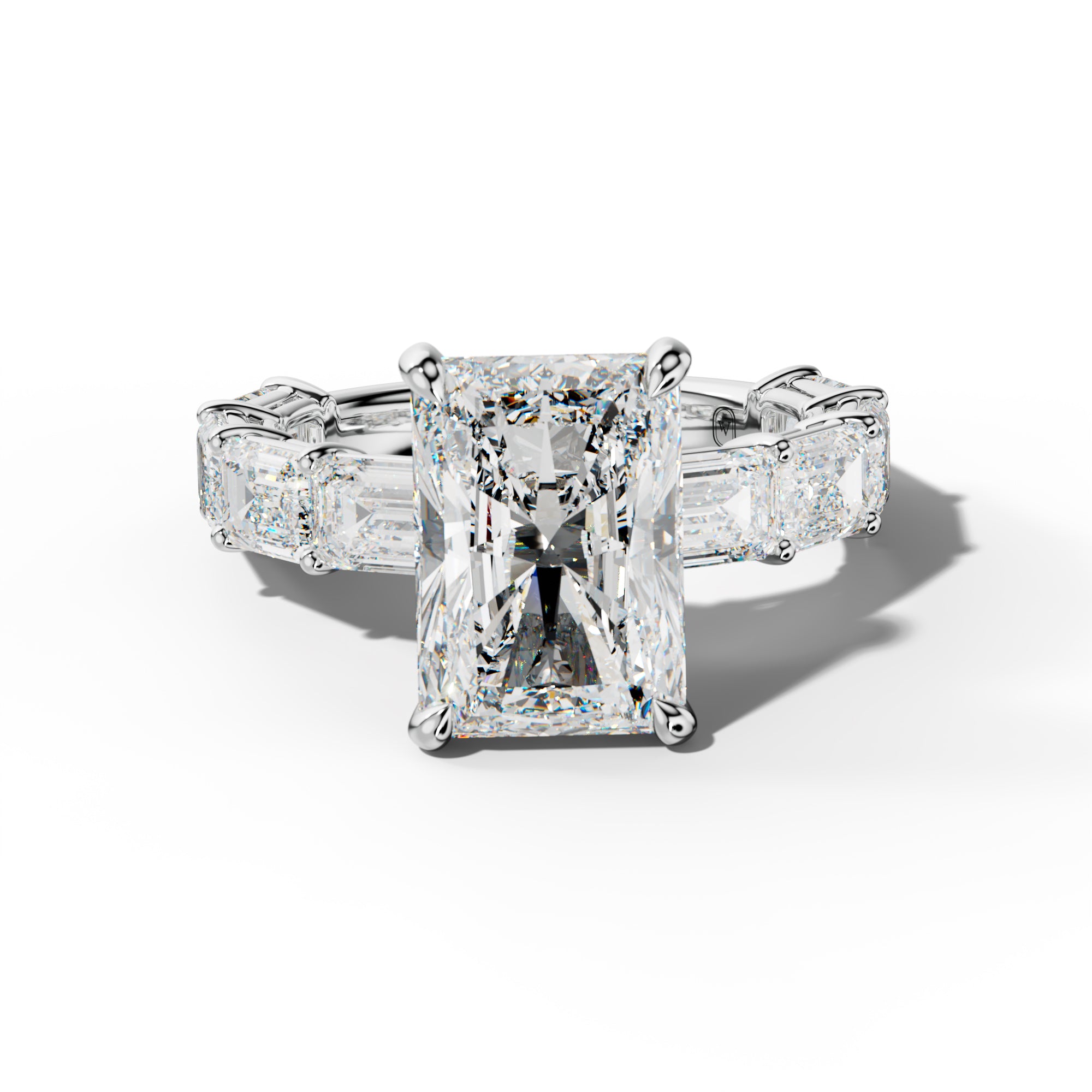 Hayden Radiant Diamond Engagement Ring With East West Emerald Cut Side Stones