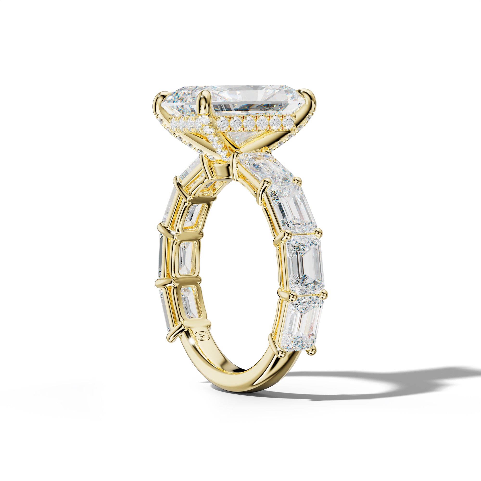 Hayden Radiant Diamond Engagement Ring With East West Emerald Cut Side Stones