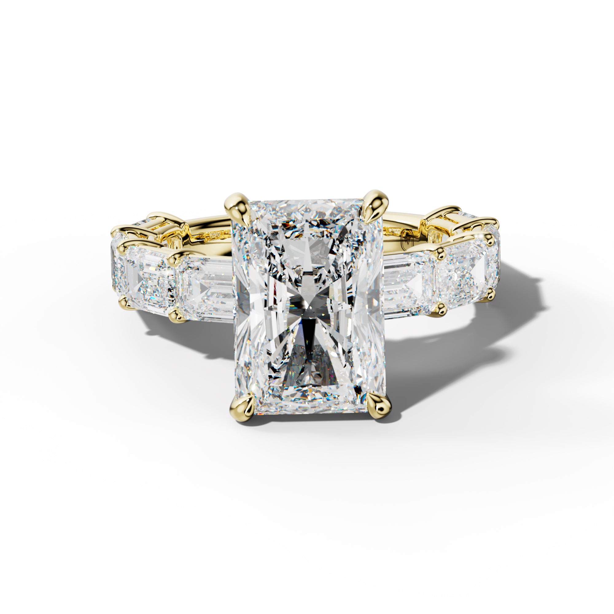 Hayden Radiant Diamond Engagement Ring With East West Emerald Cut Side Stones