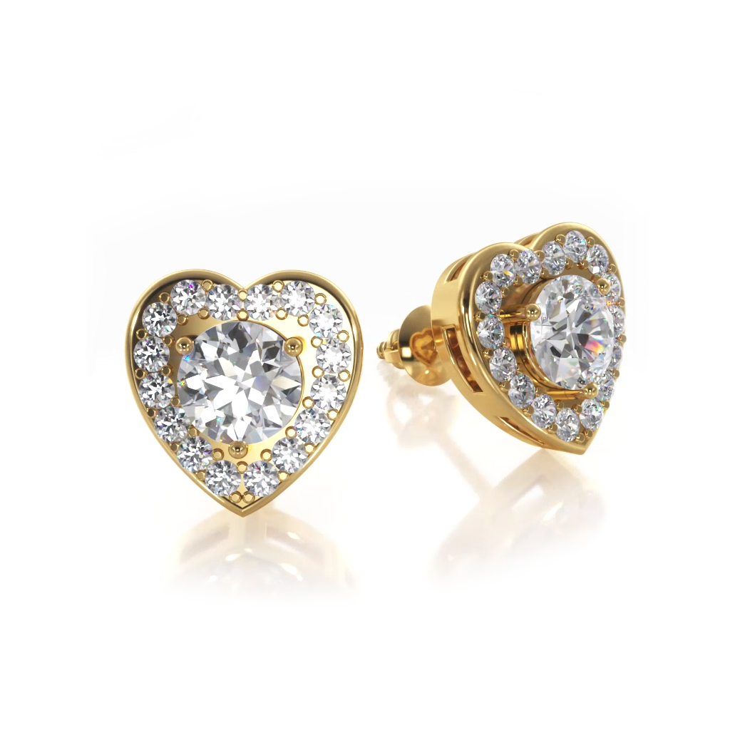 Diamond Heart Studs Earrings