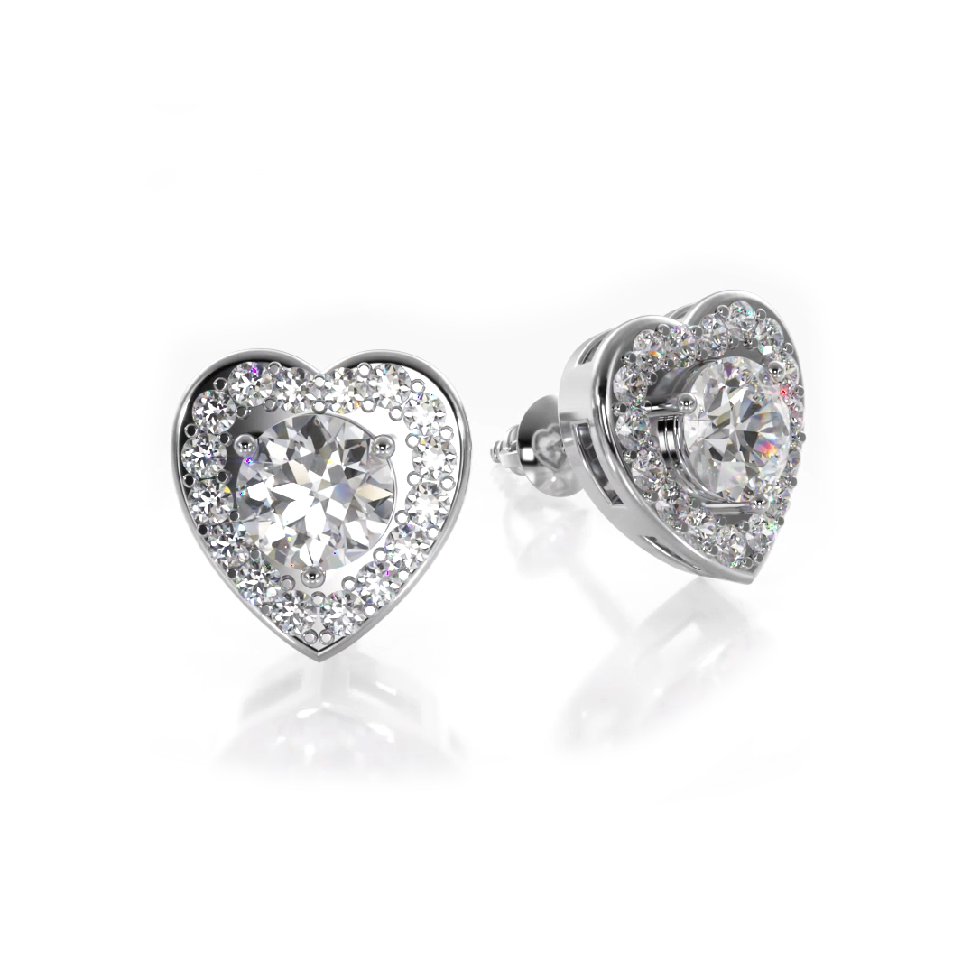 Diamond Heart Studs Earrings