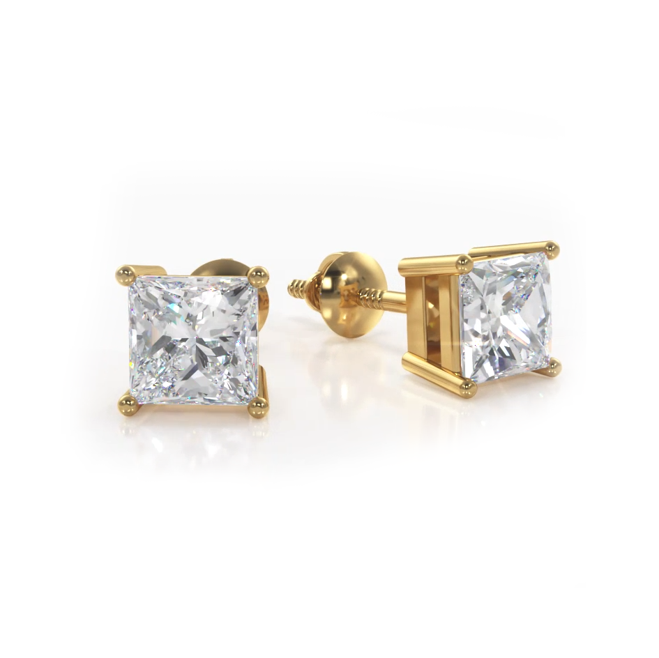 Princess Cut Diamond Stud Earrings