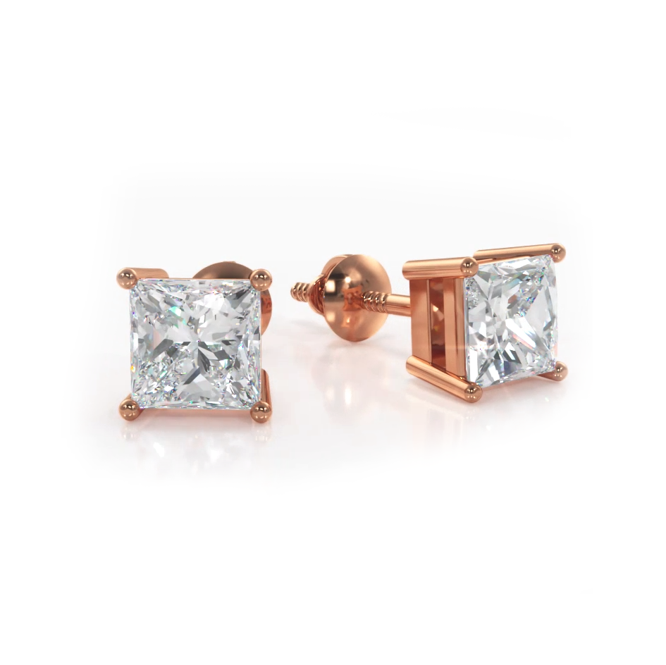 Princess Cut Diamond Stud Earrings