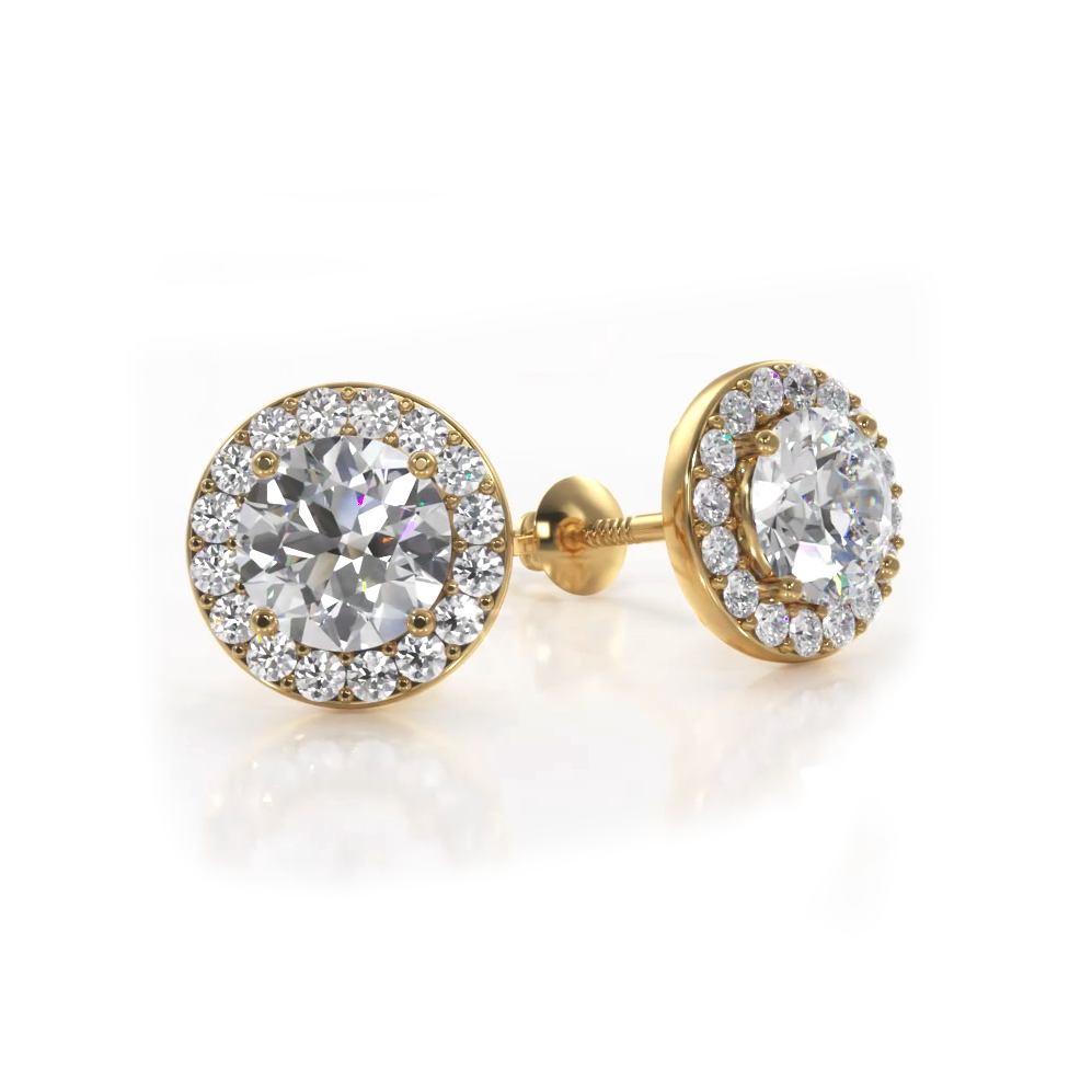 Classic Halo Diamond Stud Earrings