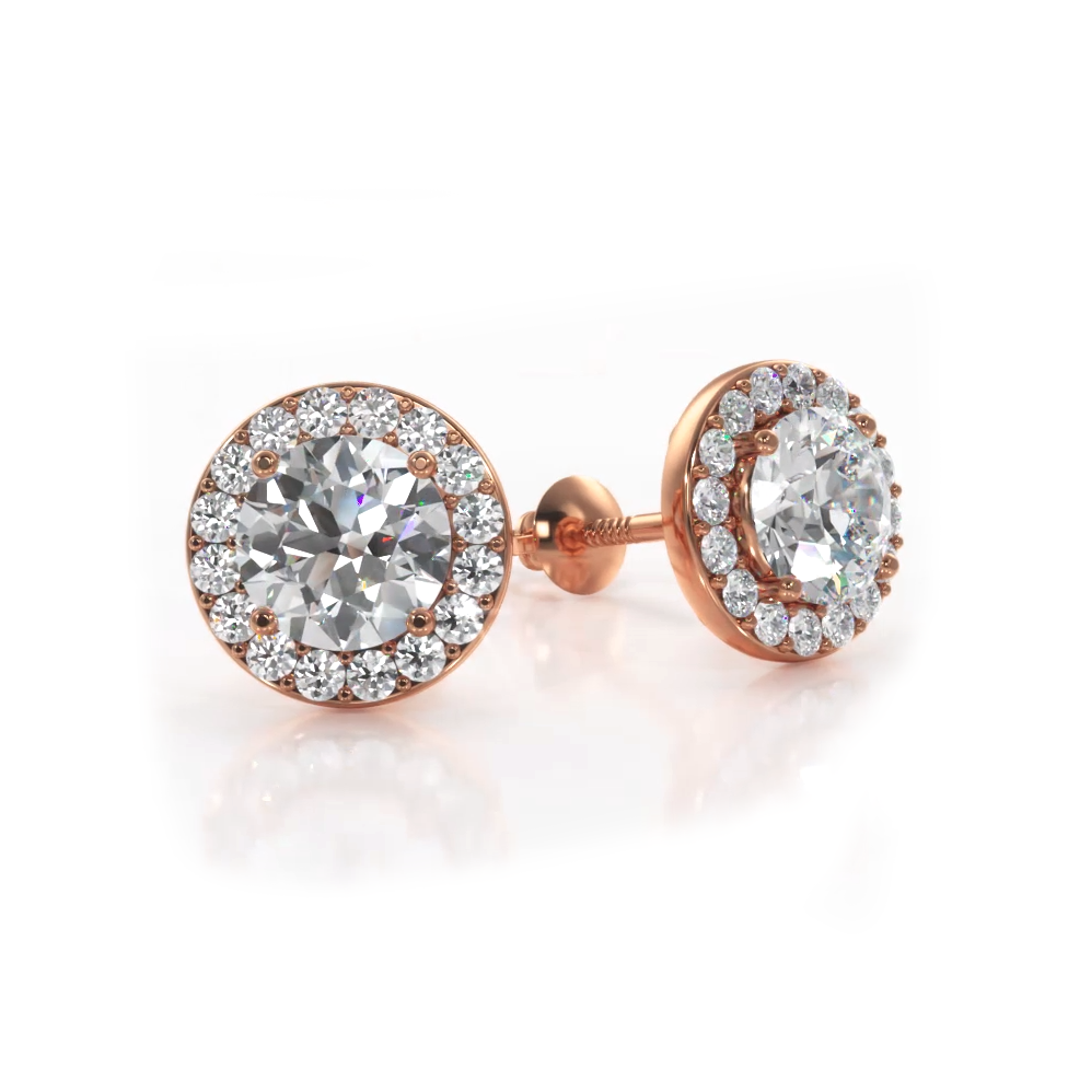 Classic Halo Diamond Stud Earrings