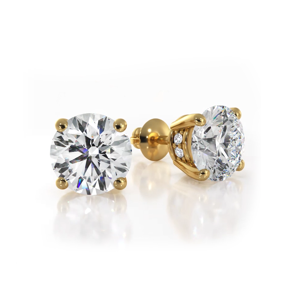 Stud Earrings with Side Hidden Halo Diamonds