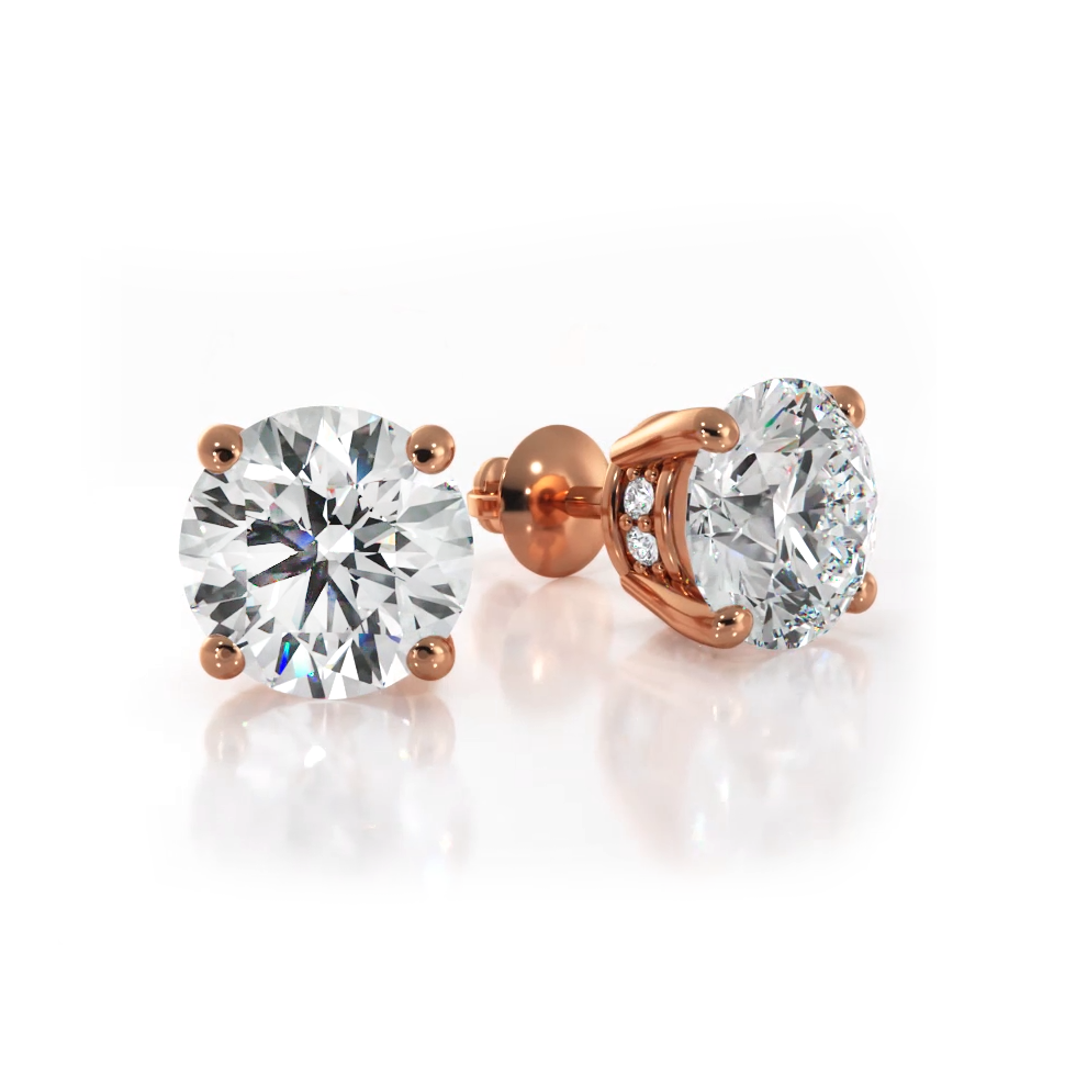 Stud Earrings with Side Hidden Halo Diamonds