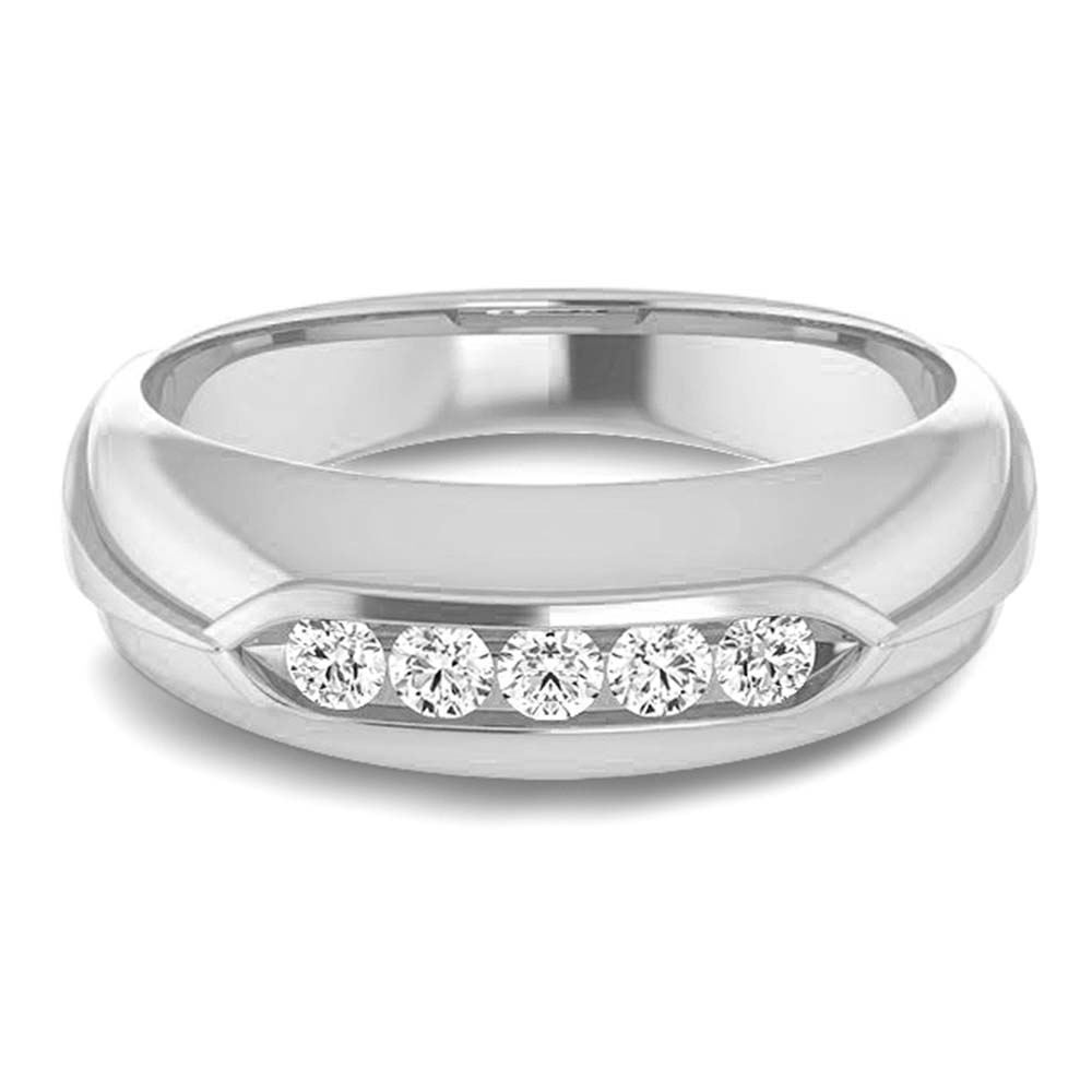 Dome Five Stone Channel Set Round Diamond Men's Ring-VIRABYANI