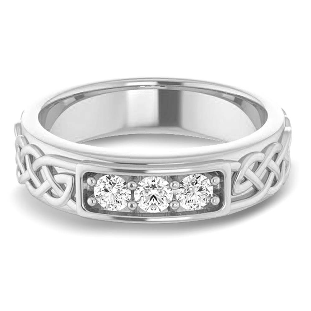 Celtic Knot Design 0.30 ctw Round Diamond Men's Ring-VIRABYANI