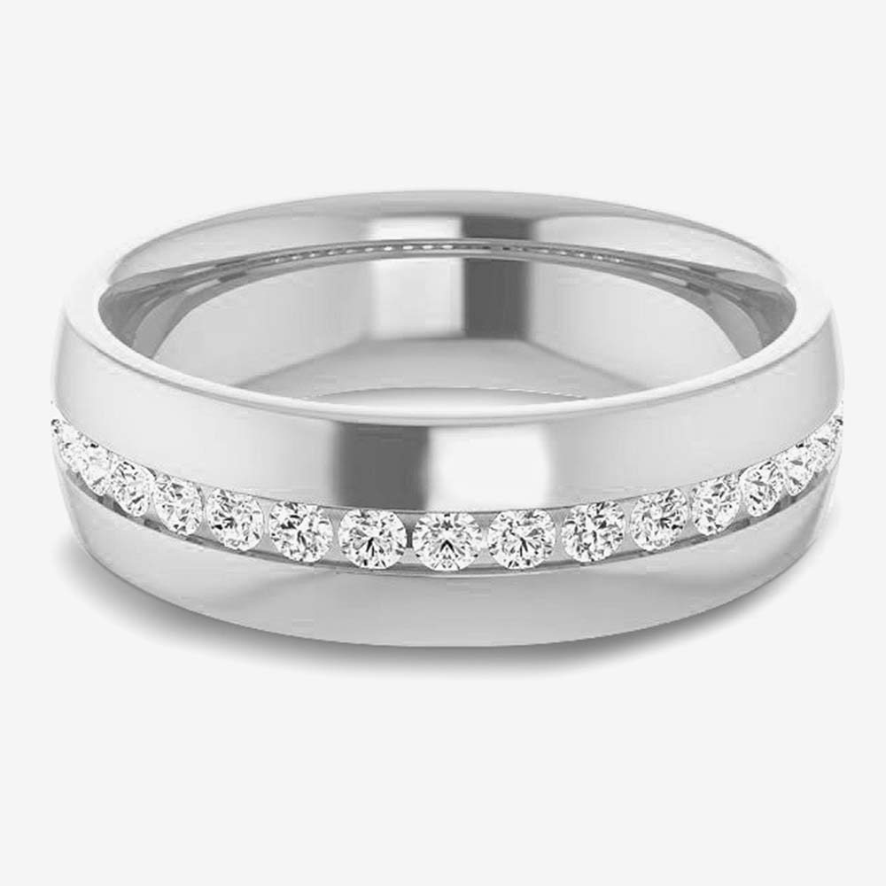 Channel Set Round Diamond Half Eternity Men's Band-VIRABYANI