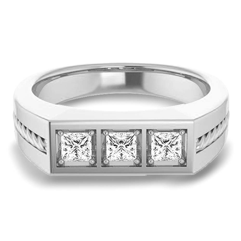 0.78 ctw Princess Diamond Rope Design Men's Ring-VIRABYANI