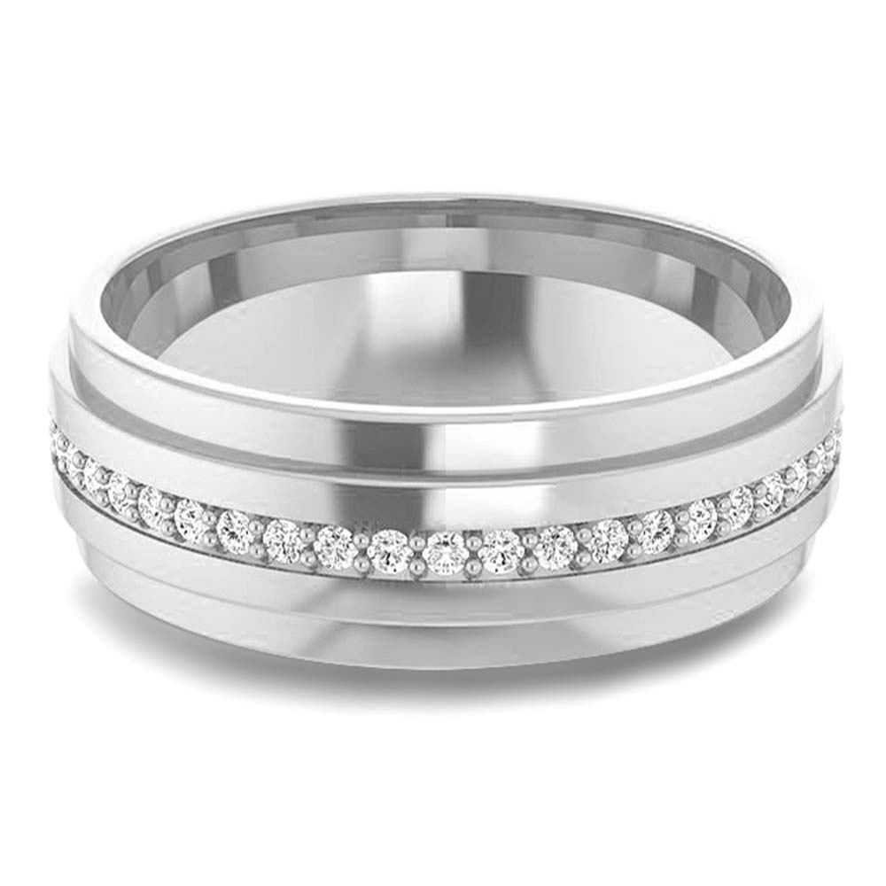 Round Diamond Men's Double Edge Eternity Band-VIRABYANI